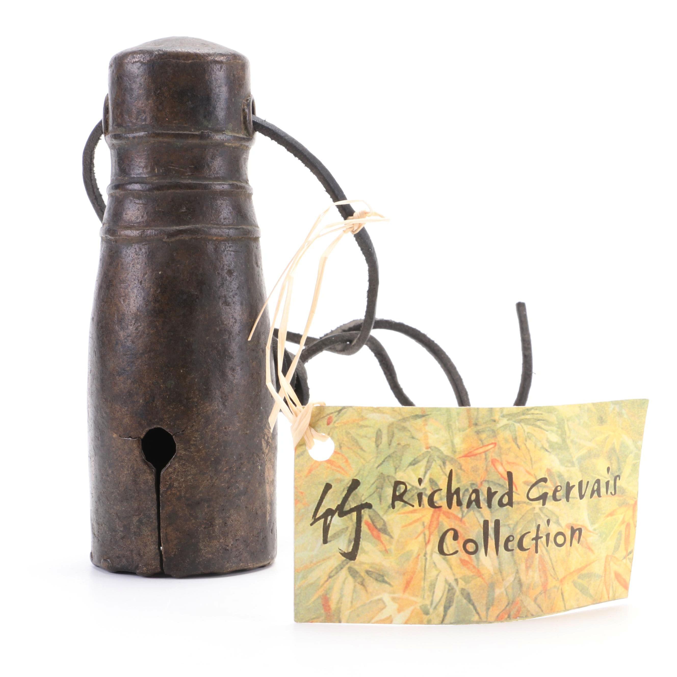 Cambodian Bronze Buddhist Temple Bell, 19th Century