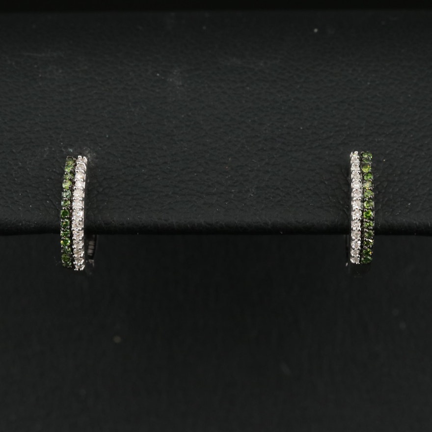 Sterling Diamond Huggie Earrings