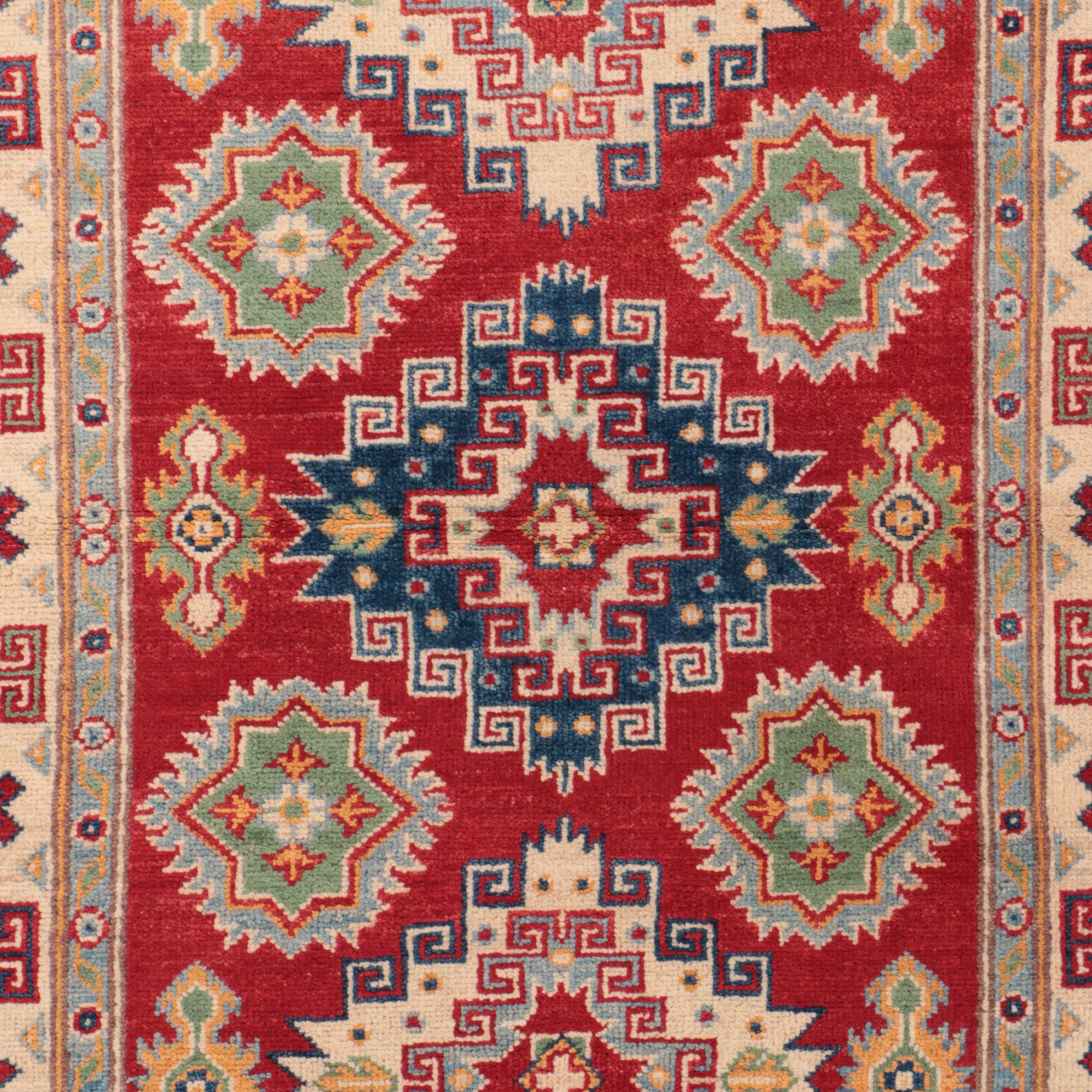 3'4 x 5'2 Hand-Knotted Pakistani Kazak-Style Accent Rug