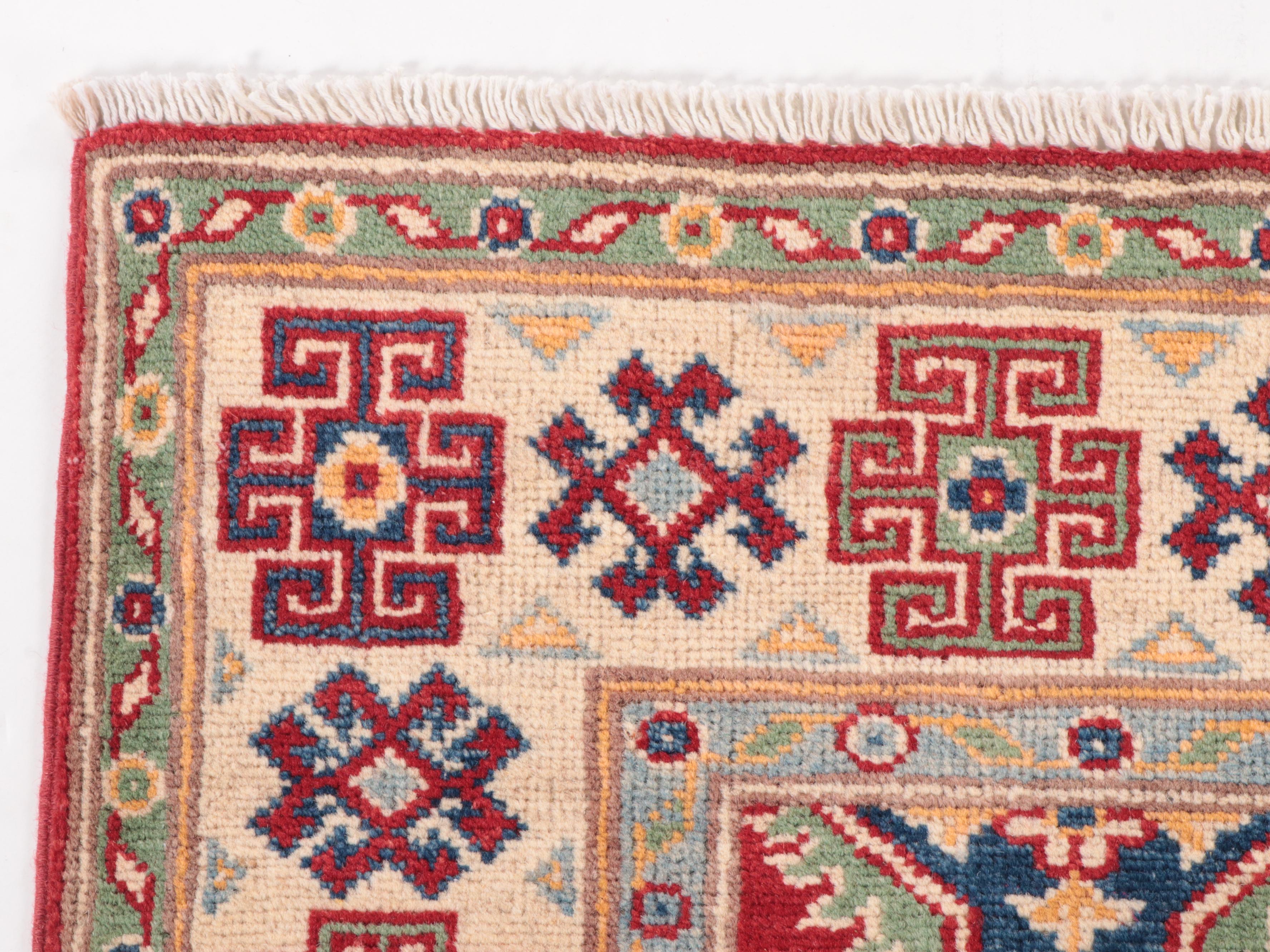 3'4 x 5'2 Hand-Knotted Pakistani Kazak-Style Accent Rug