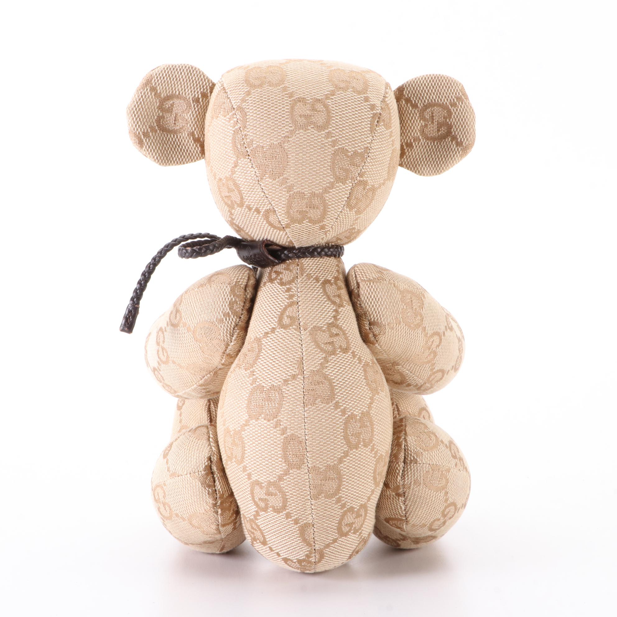 Gucci Teddy Bear in GG Canvas and Dark Brown Leather