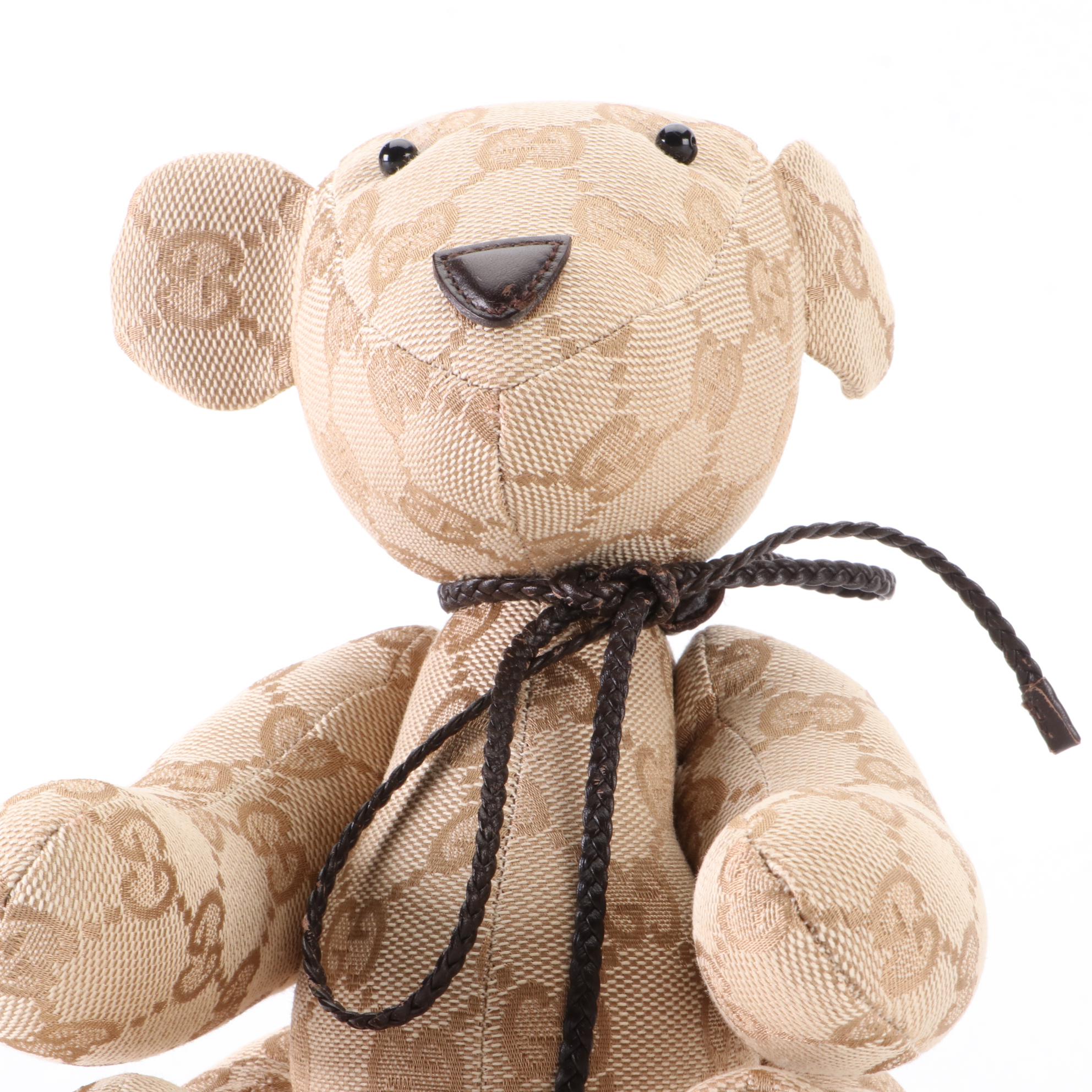Gucci Teddy Bear in GG Canvas and Dark Brown Leather