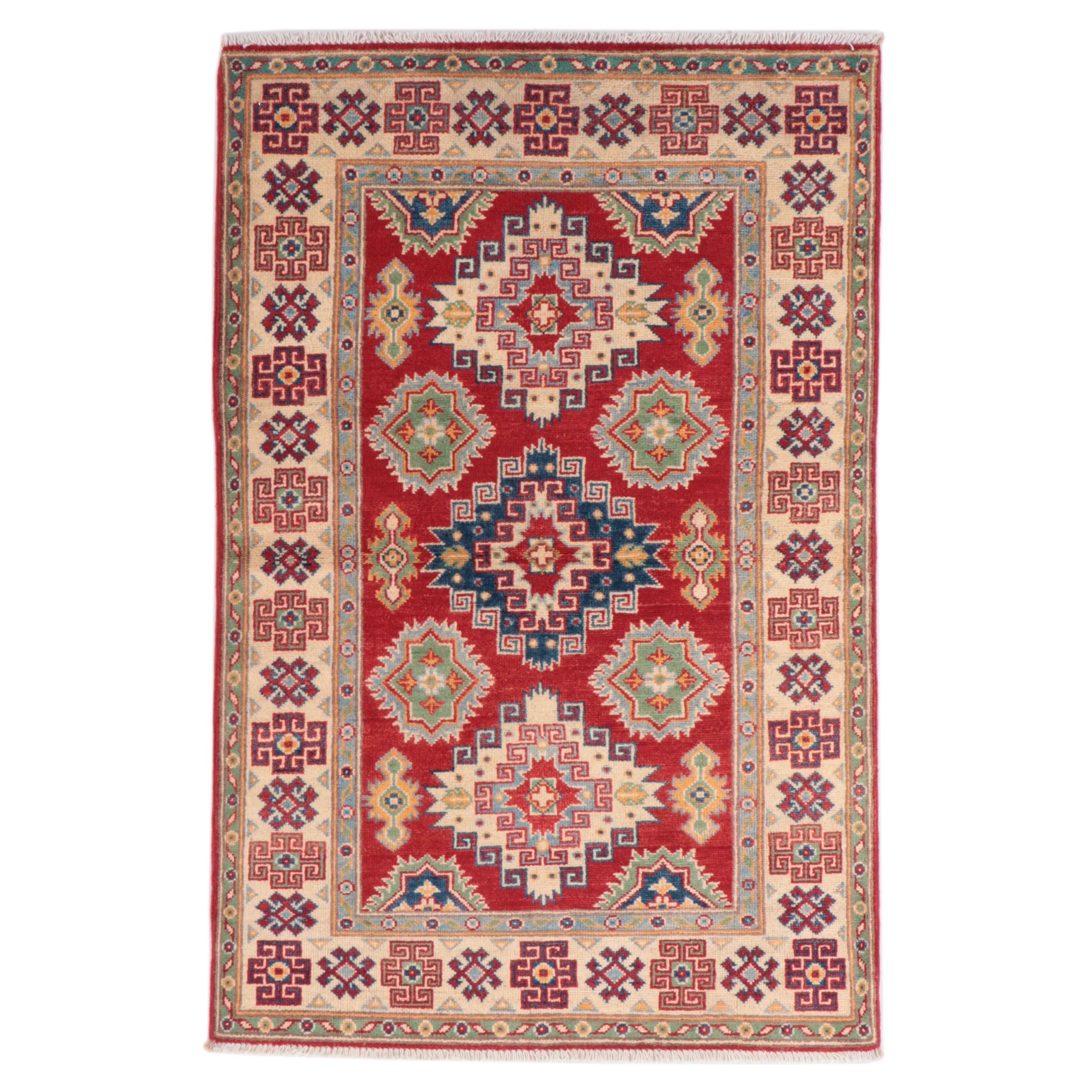 3'4 x 5'2 Hand-Knotted Pakistani Kazak-Style Accent Rug
