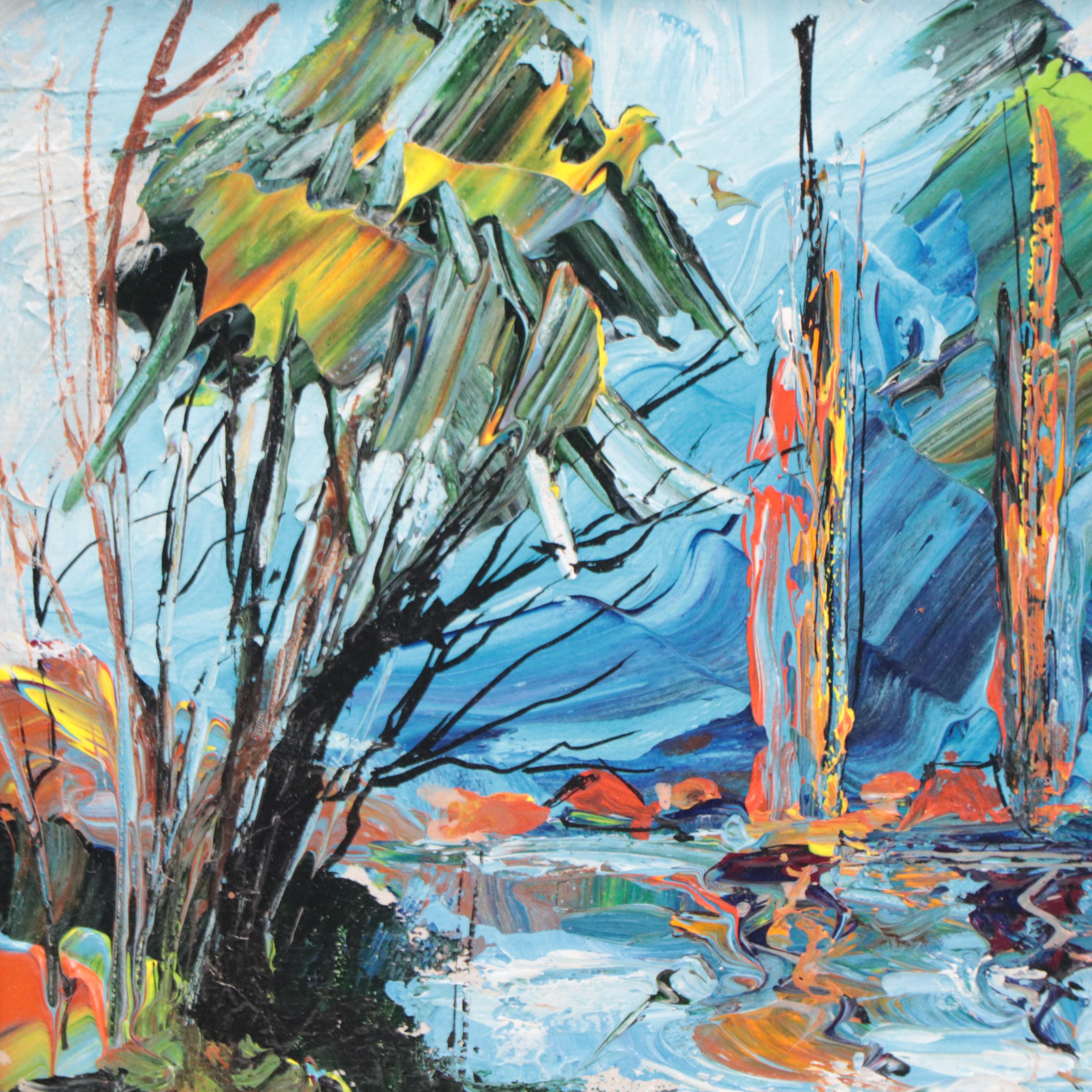 Louis Spiegel Abstract Landscape Acrylic Painting, Late 20th Century