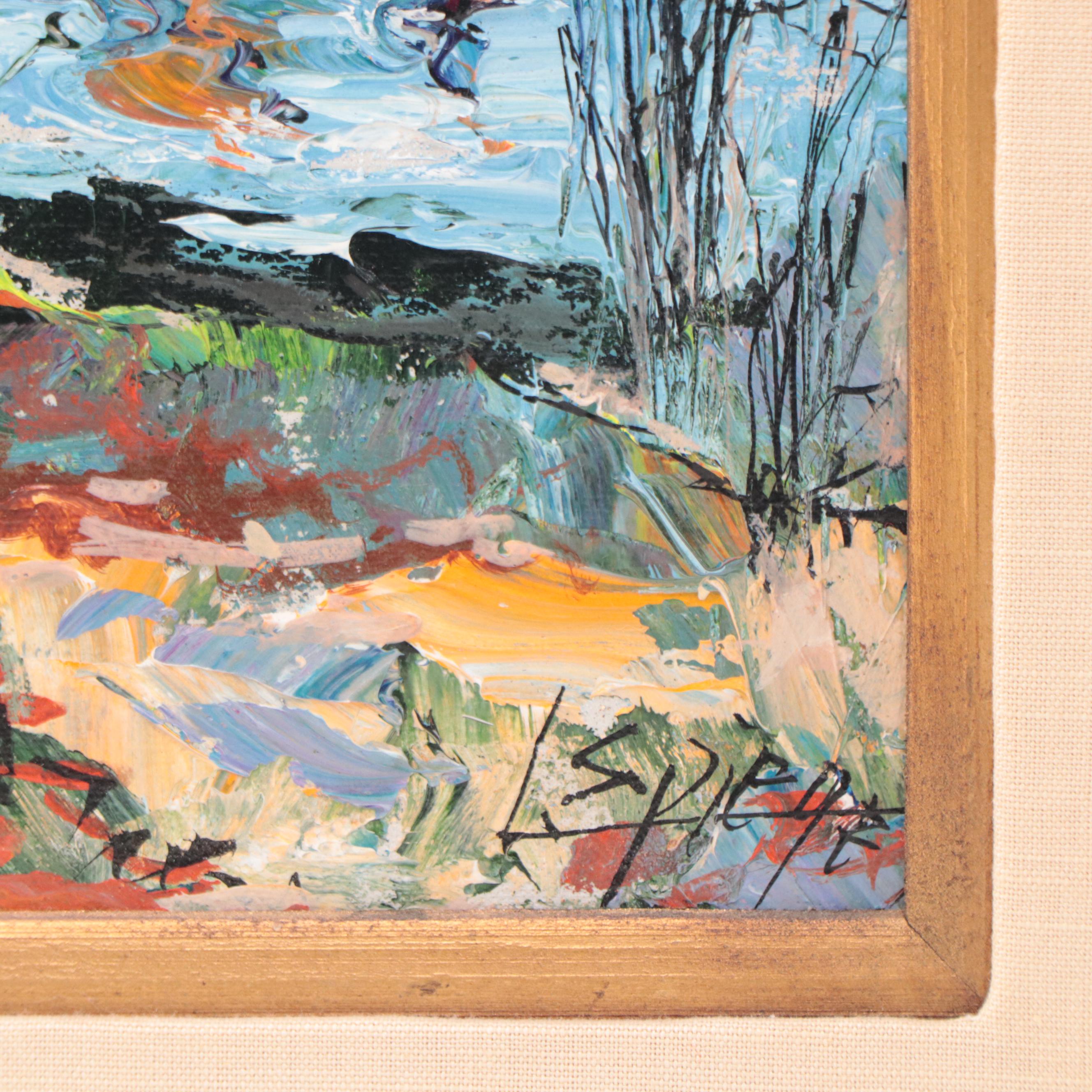 Louis Spiegel Abstract Landscape Acrylic Painting, Late 20th Century