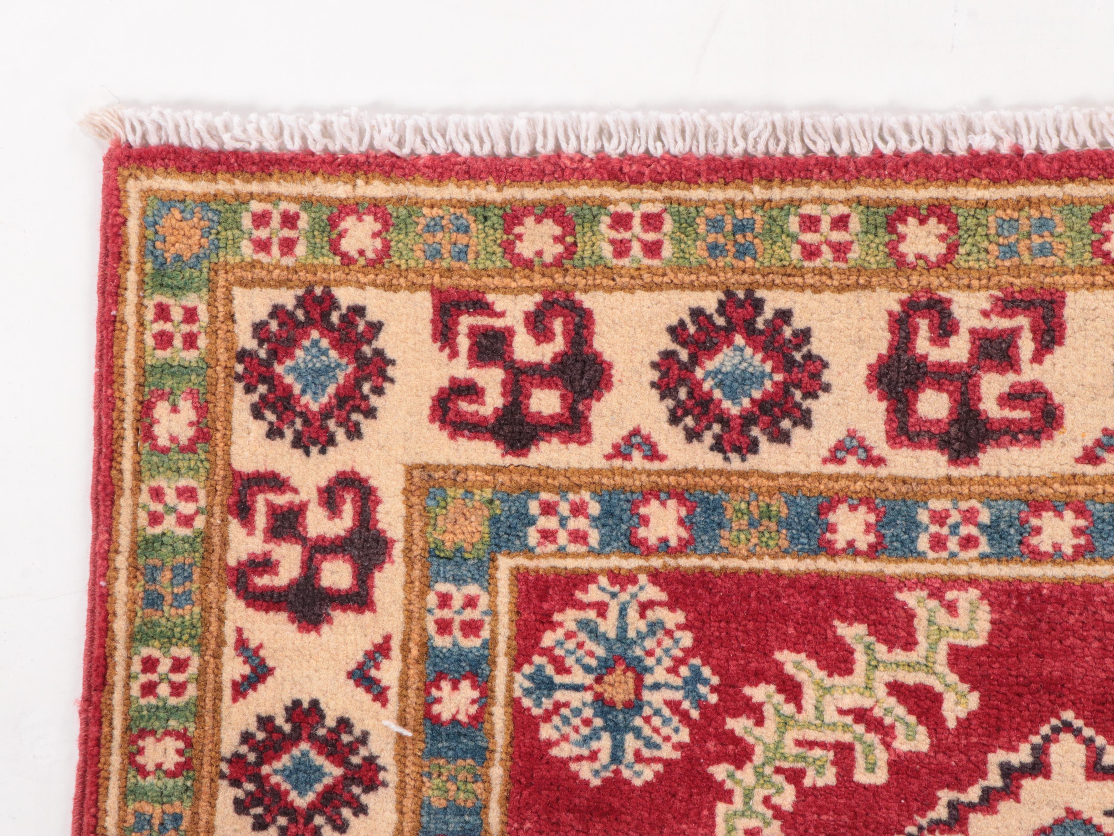 2'11 x 3'10 Hand-Knotted Pakistani Kazak-Style Accent Rug