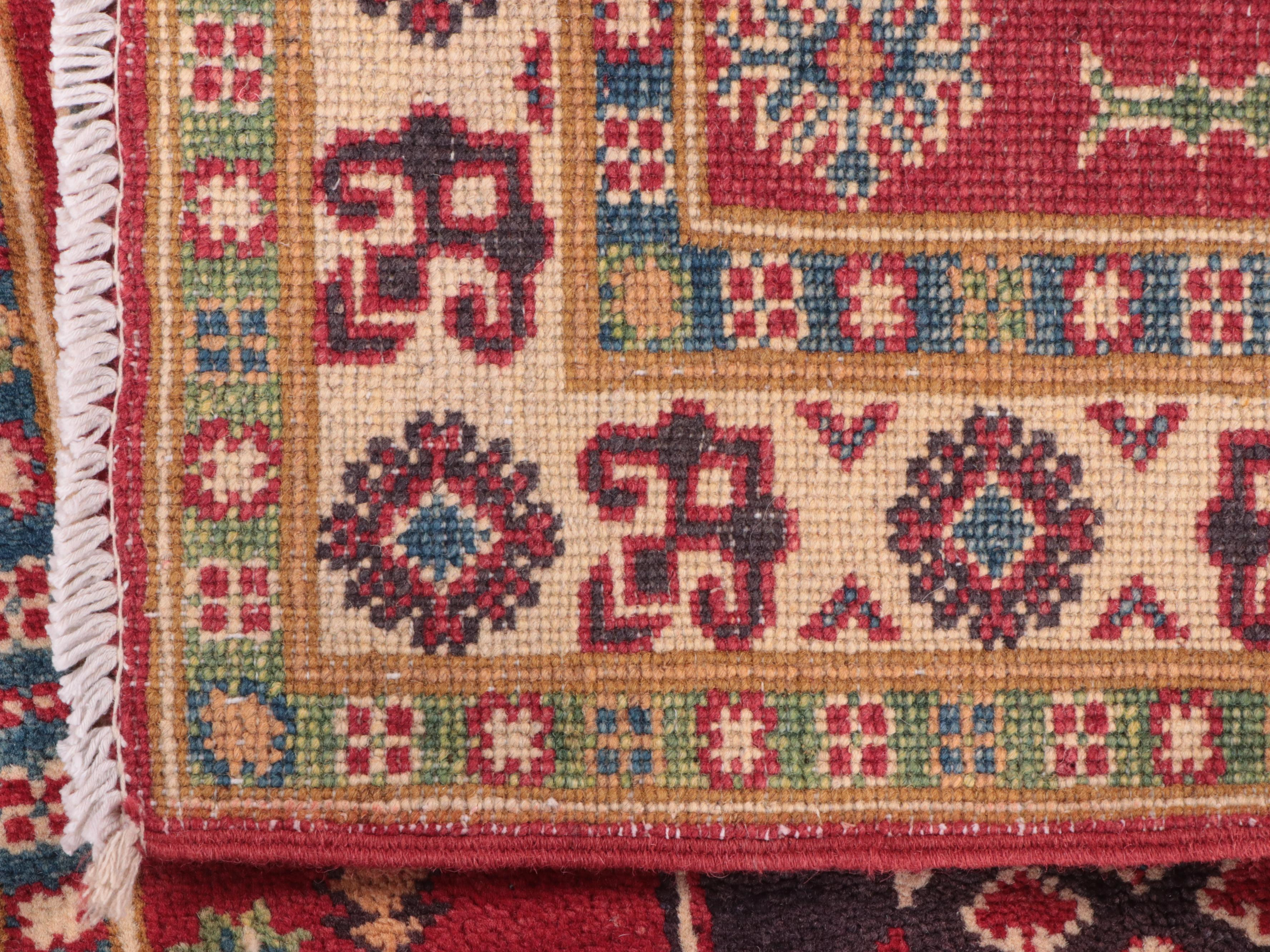 2'11 x 3'10 Hand-Knotted Pakistani Kazak-Style Accent Rug