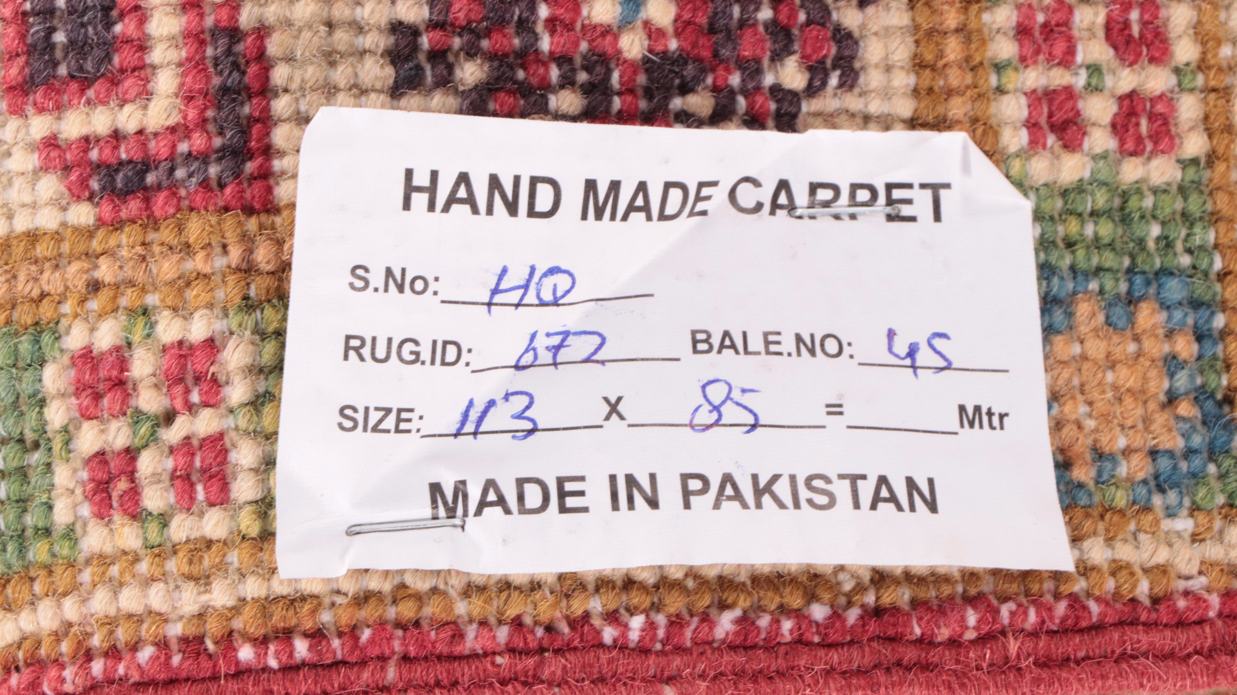 2'11 x 3'10 Hand-Knotted Pakistani Kazak-Style Accent Rug