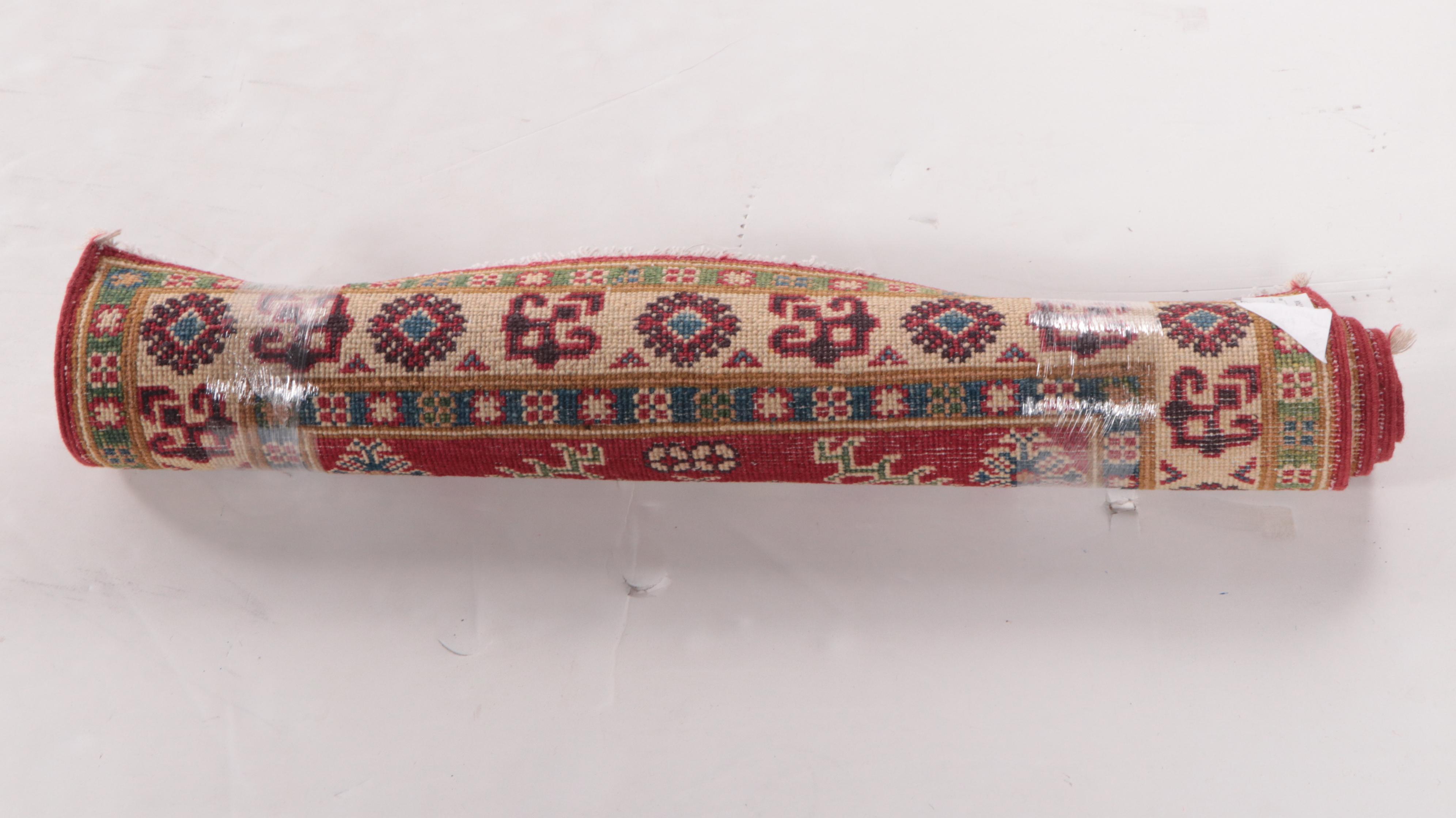 2'11 x 3'10 Hand-Knotted Pakistani Kazak-Style Accent Rug