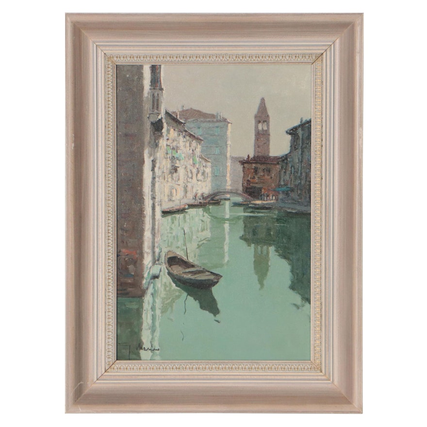 Giuseppe Marino Oil Painting of Venetian Canal
