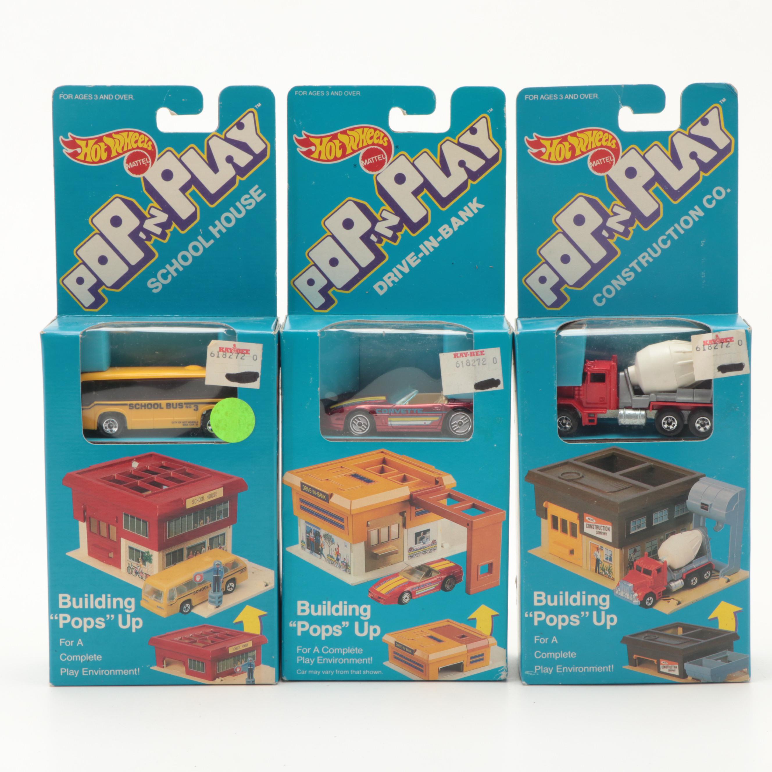 Hot Wheels Pop-n-Play Buildings with Hot Wheel Diecast Cars and Others