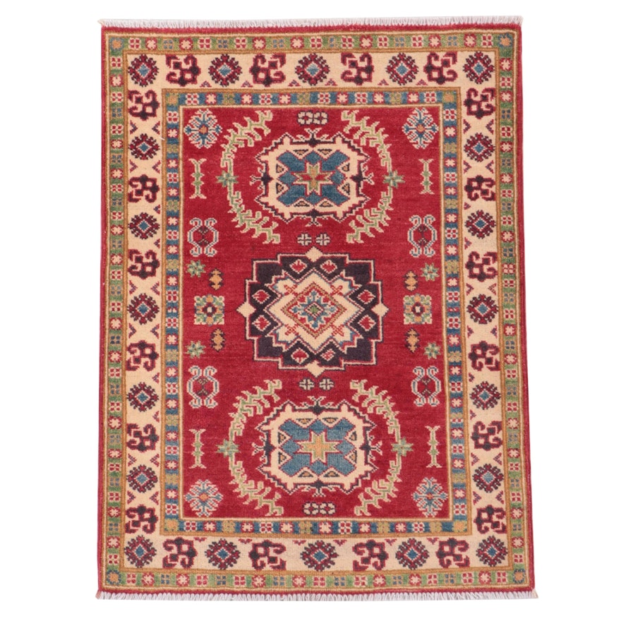 2'11 x 3'10 Hand-Knotted Pakistani Kazak-Style Accent Rug