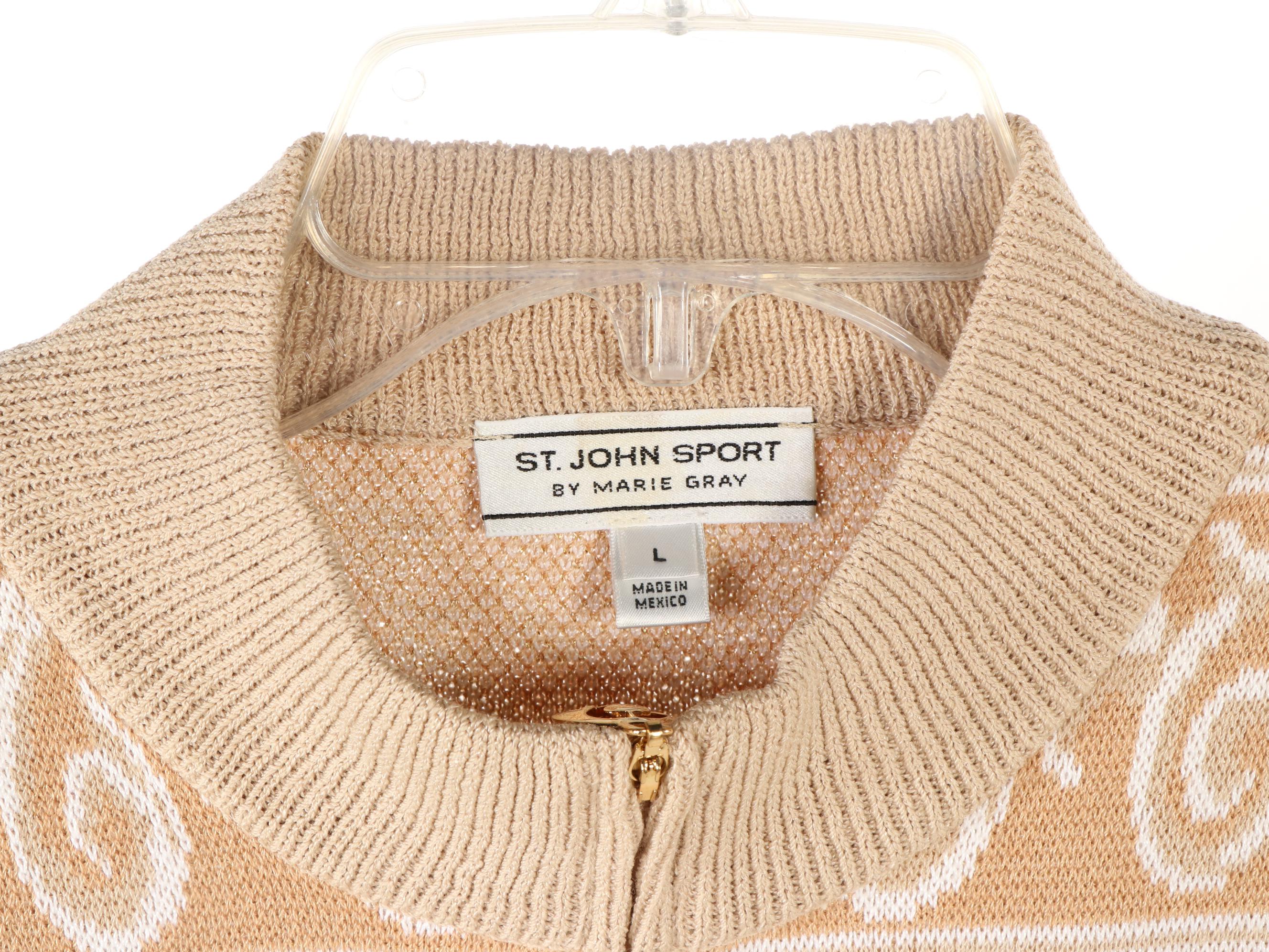 St. John Sport Zip-Front Sweater, Button-Front Hoodie, and Stretch Trousers