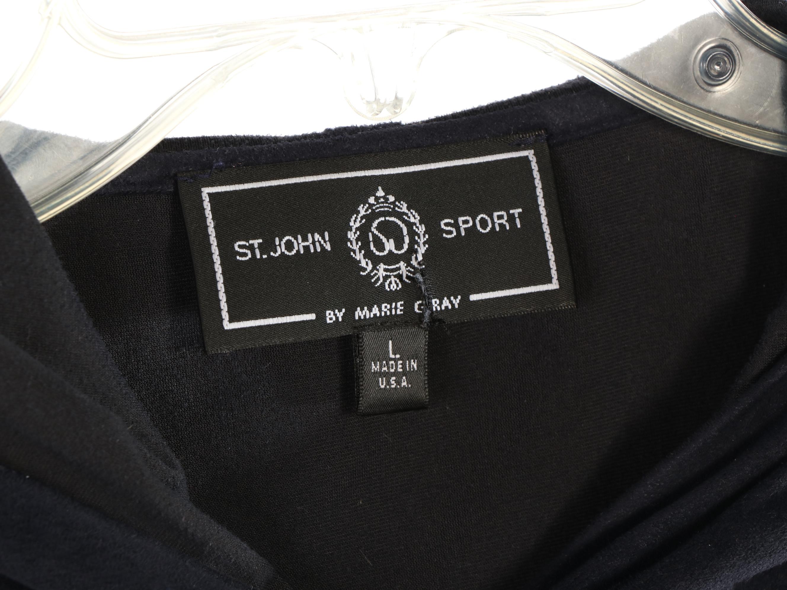 St. John Sport Zip-Front Sweater, Button-Front Hoodie, and Stretch Trousers