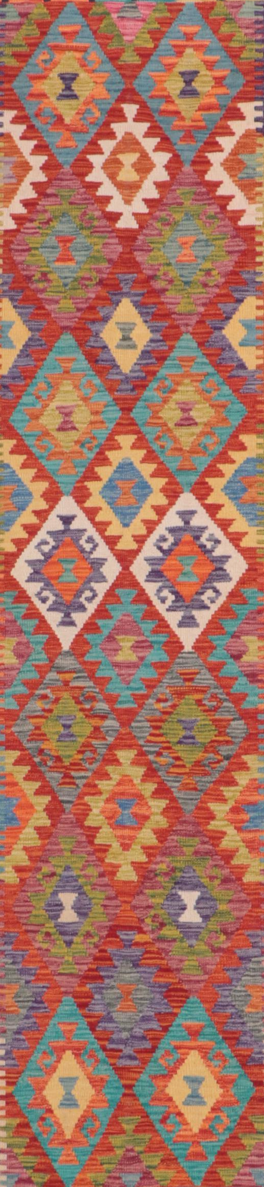 2'8 x  9'8 Handwoven Pakistani Kilim Carpet Runner