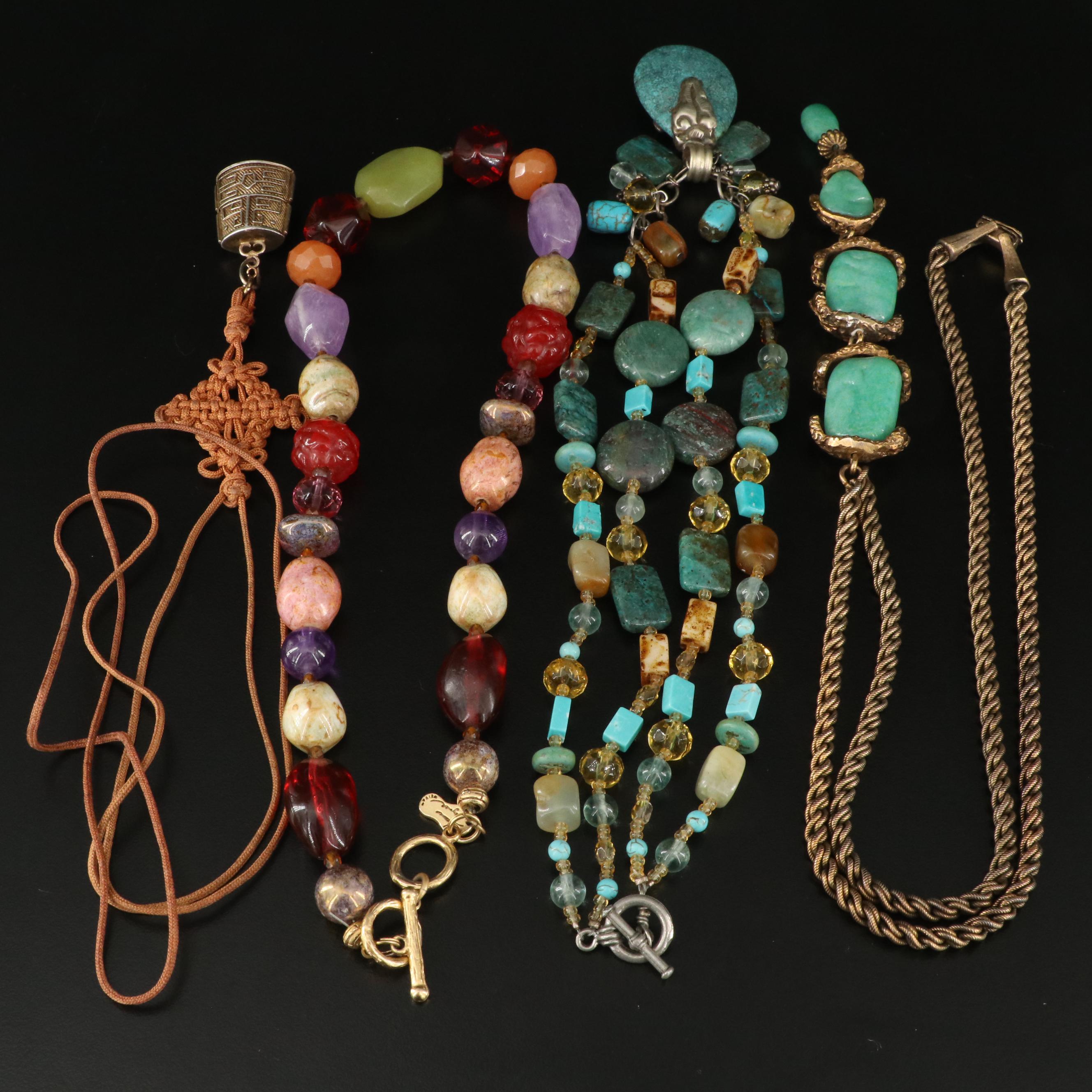 Necklaces Including Amethyst, Fluorite and Glass