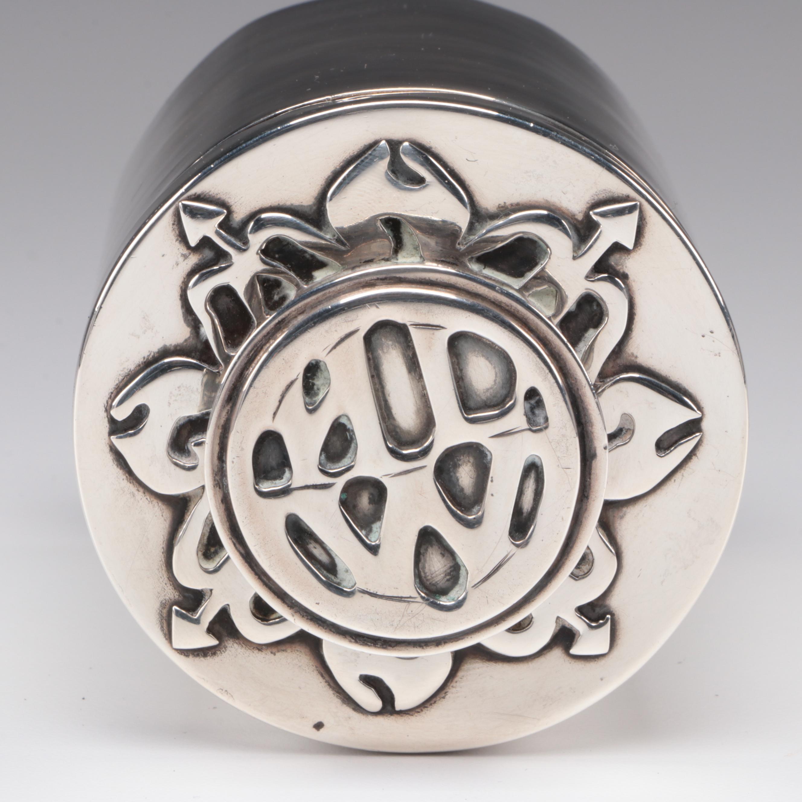 American Arts and Crafts Handwrought Sterling Silver Tea Caddy