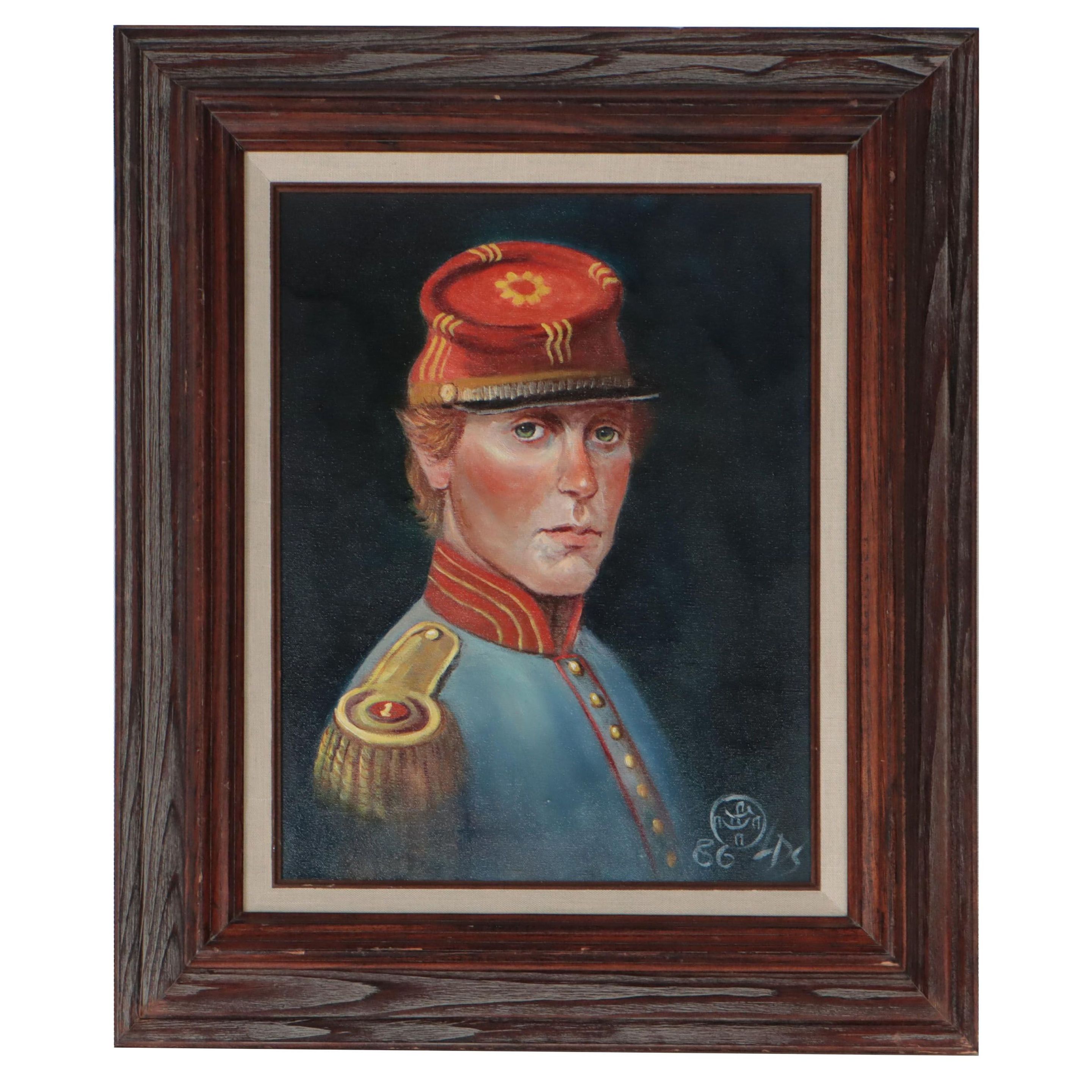 Military Portrait Oil Painting, 1986