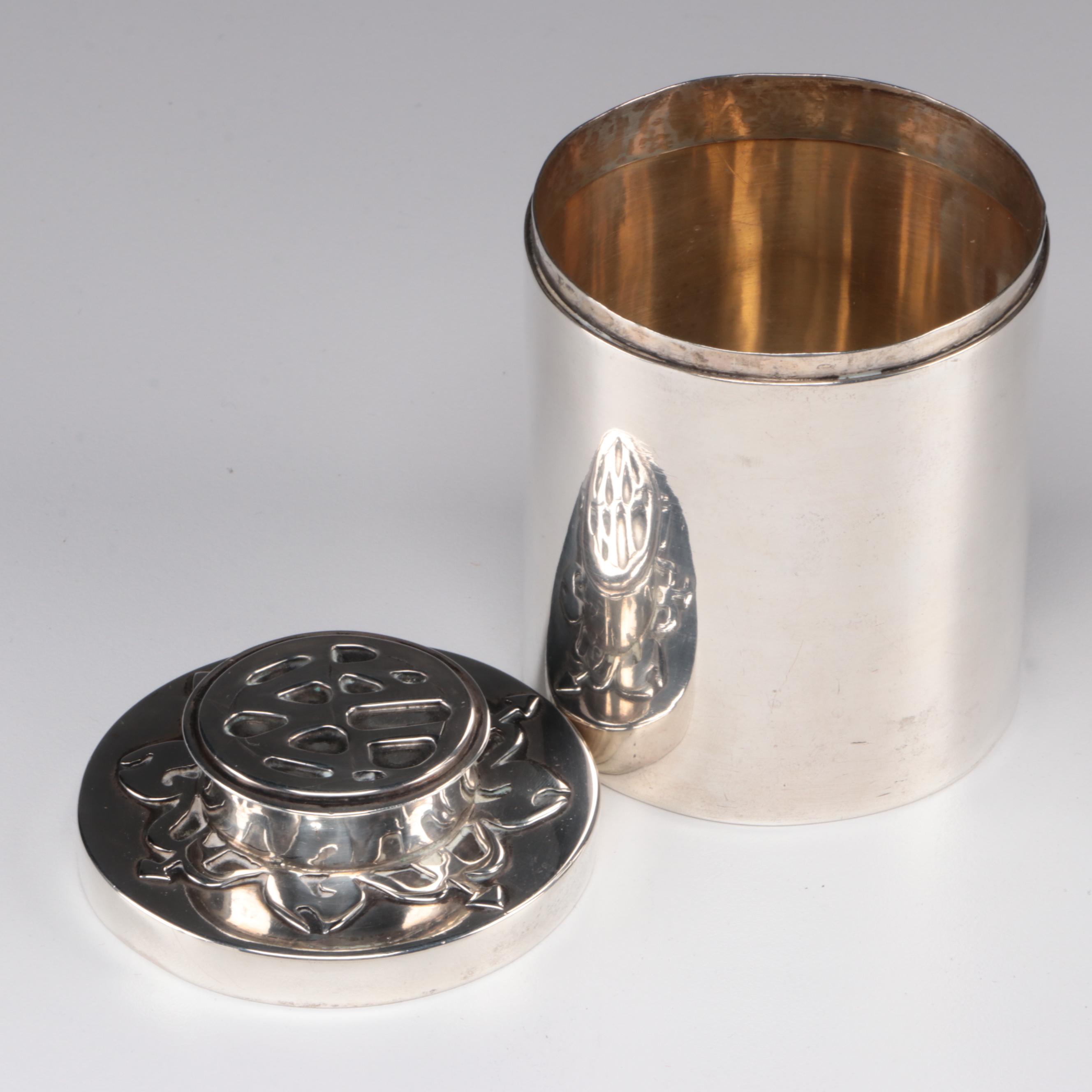 American Arts and Crafts Handwrought Sterling Silver Tea Caddy