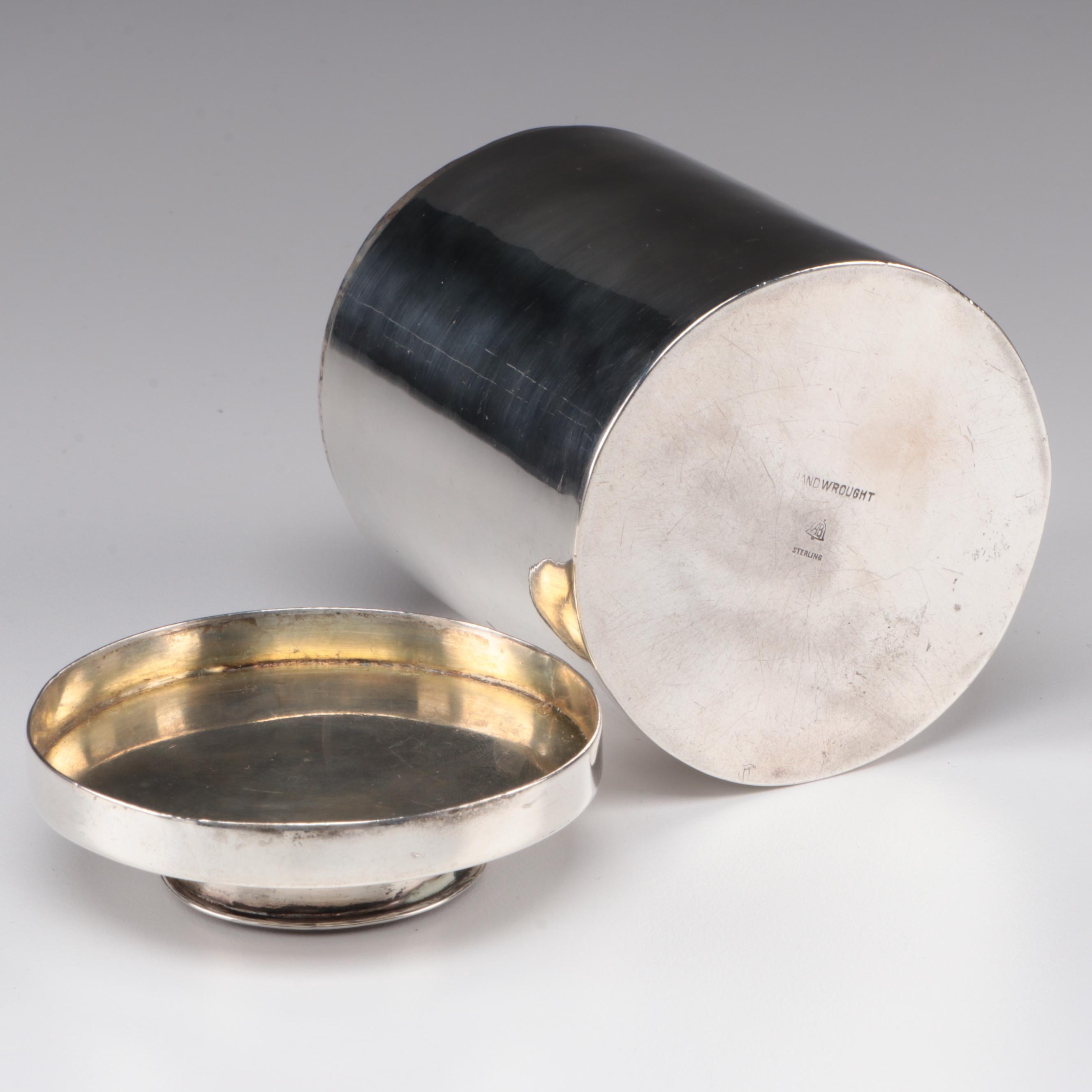 American Arts and Crafts Handwrought Sterling Silver Tea Caddy