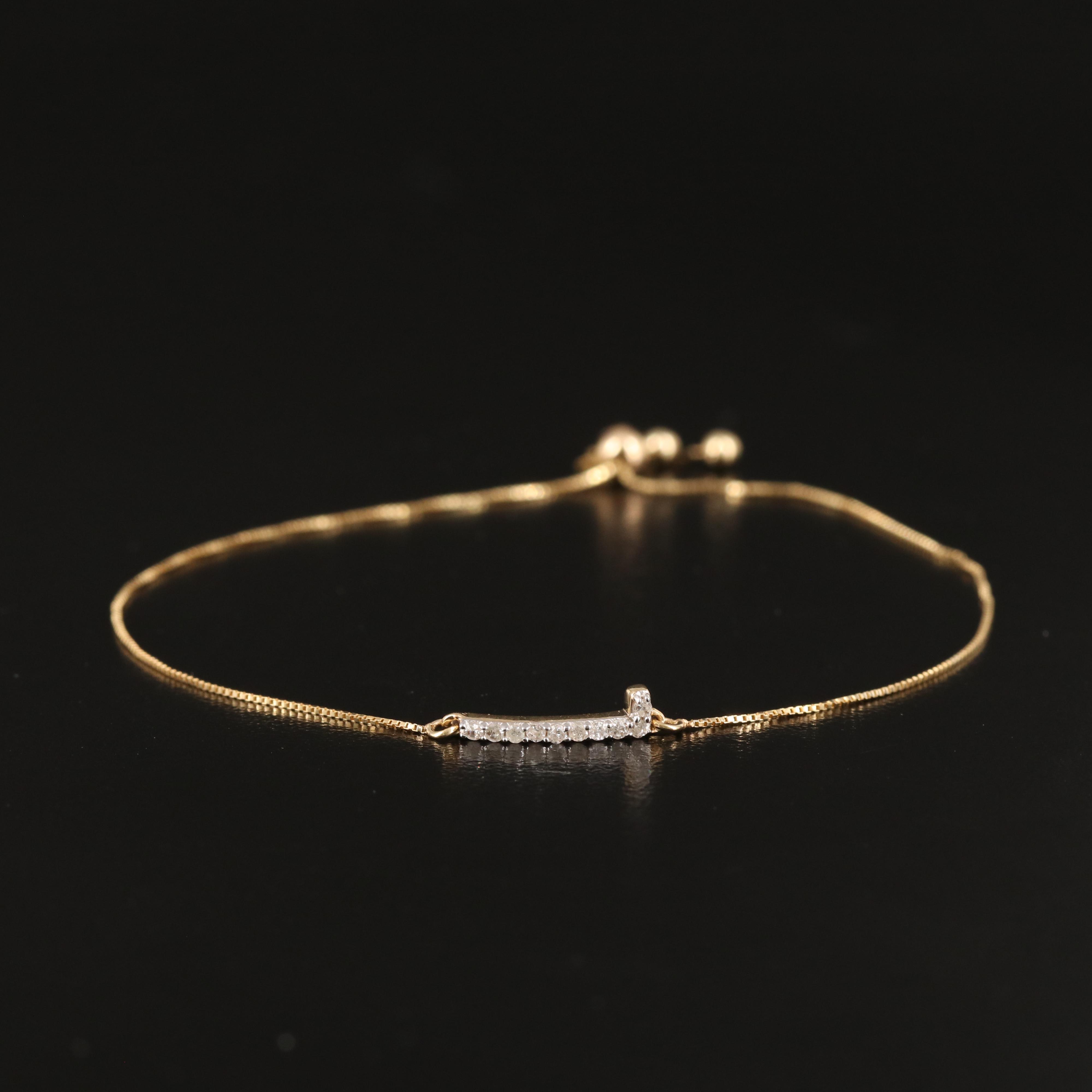 14K 0.07 CTW Diamond Bar Bracelet