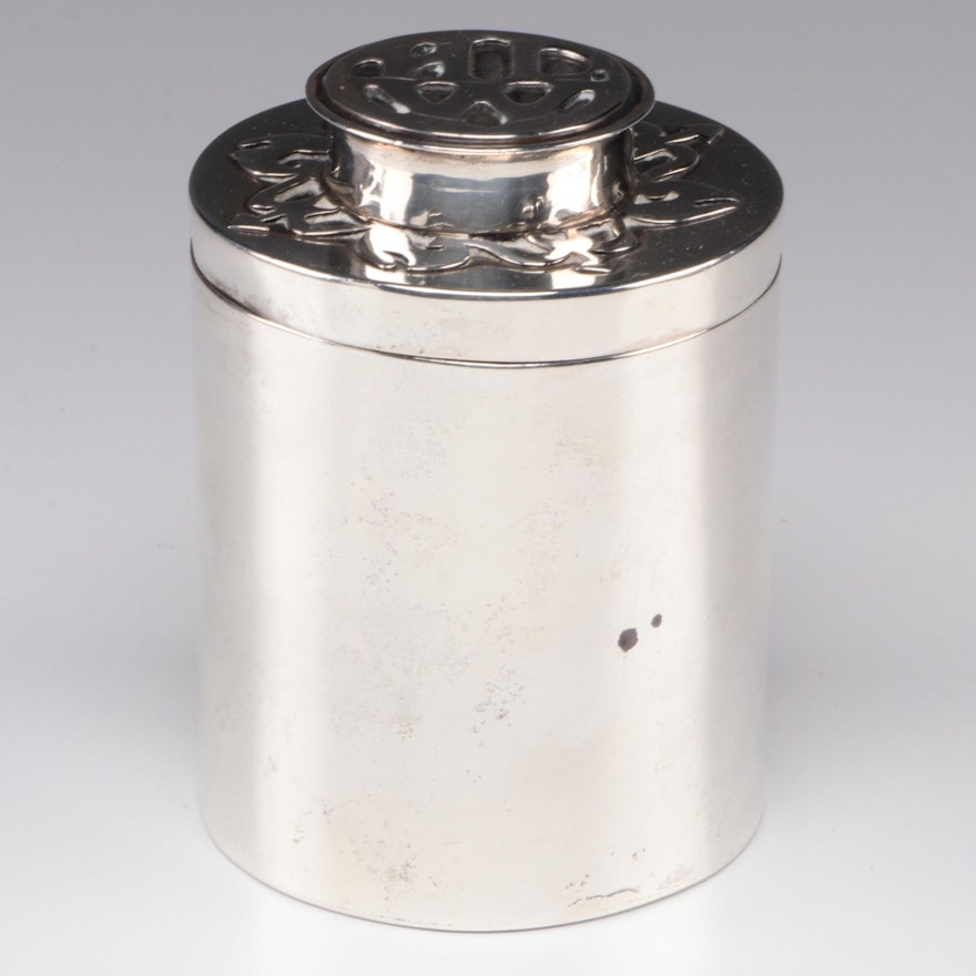 American Arts and Crafts Handwrought Sterling Silver Tea Caddy