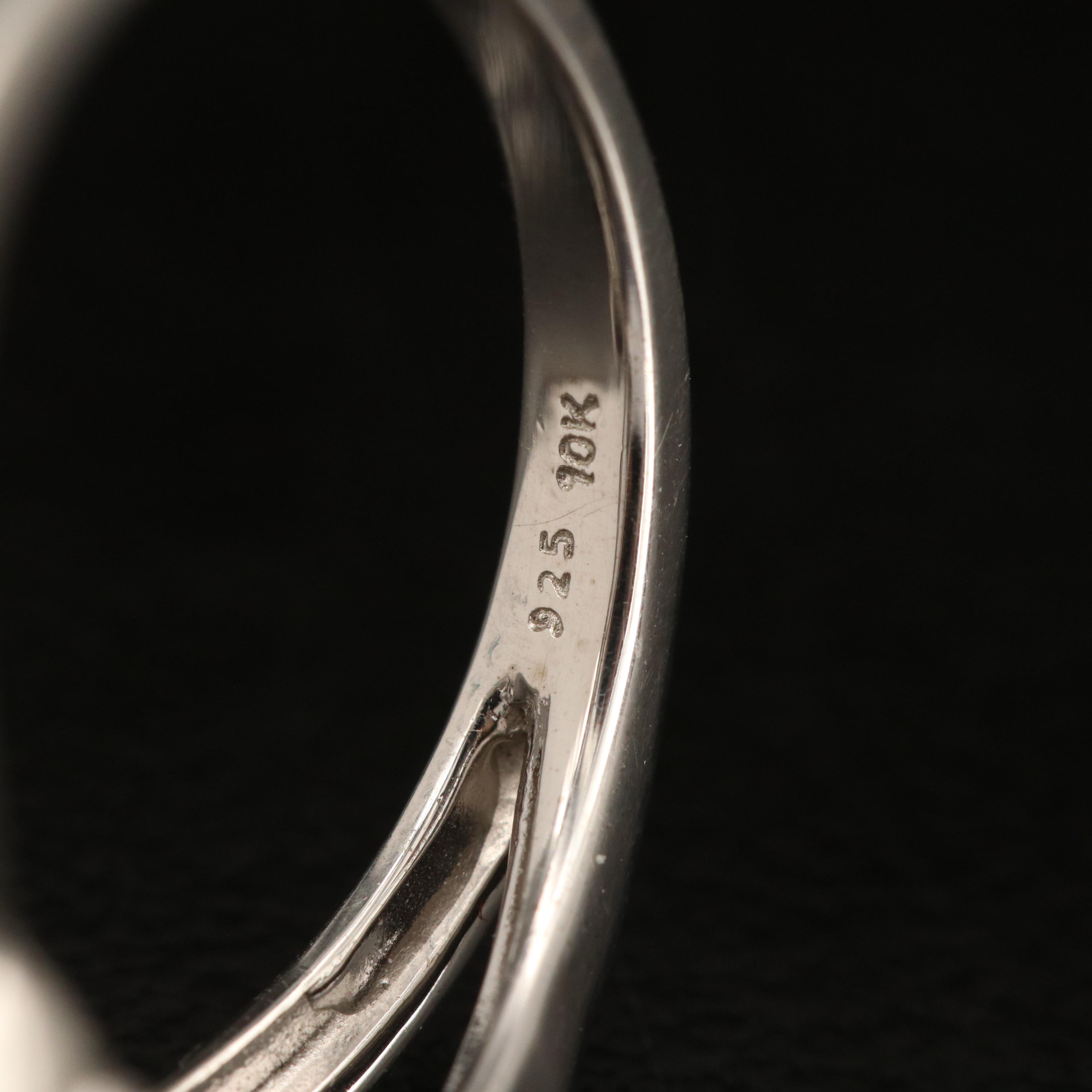 Sterling Diamond Hearts Bypass Ring with 10K Rose Gold Accent