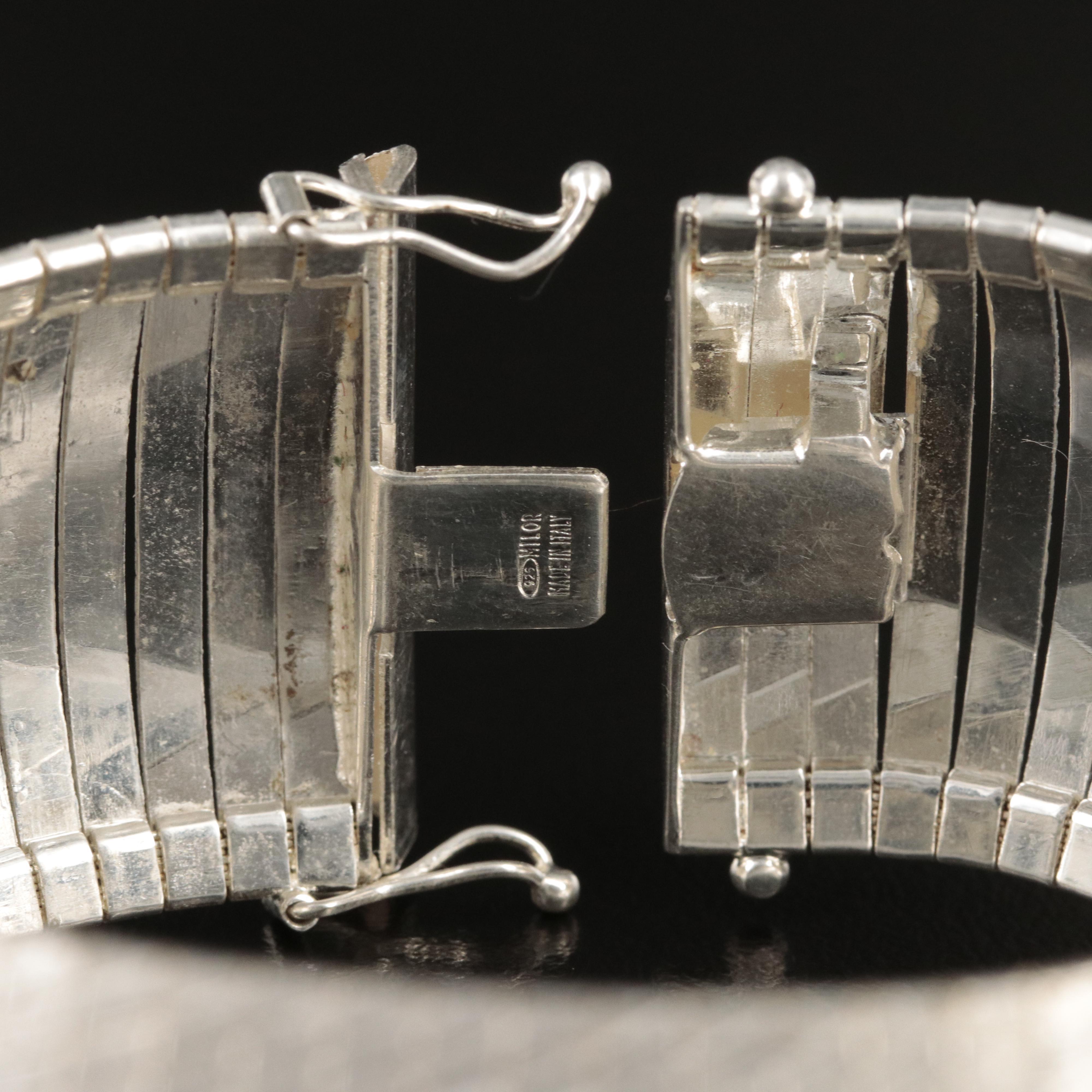 Italian Milor Sterling Diamond Cut Omega Bracelet