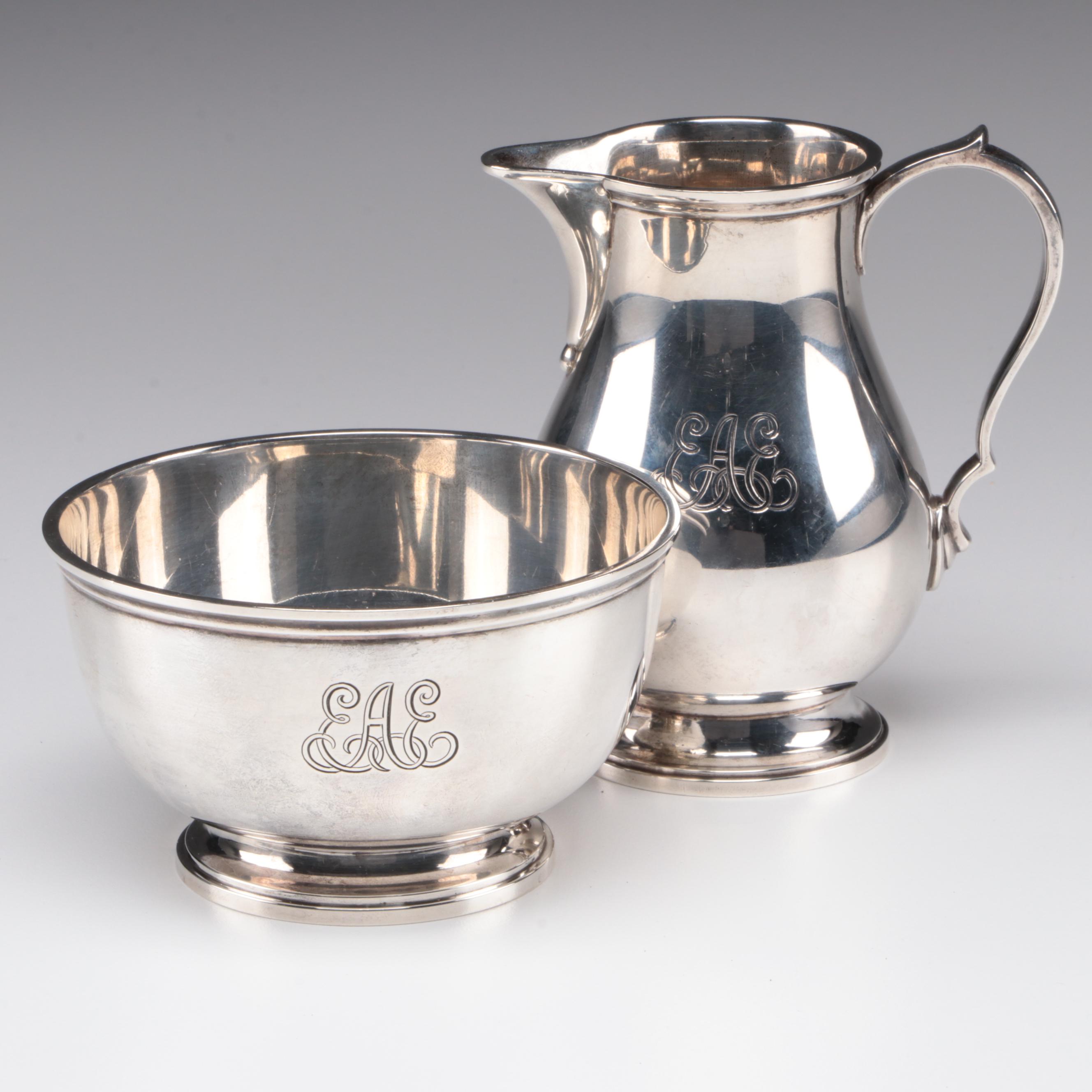 Tiffany & Co. Sterling Silver Creamer and Open Sugar, Mid-20th Century