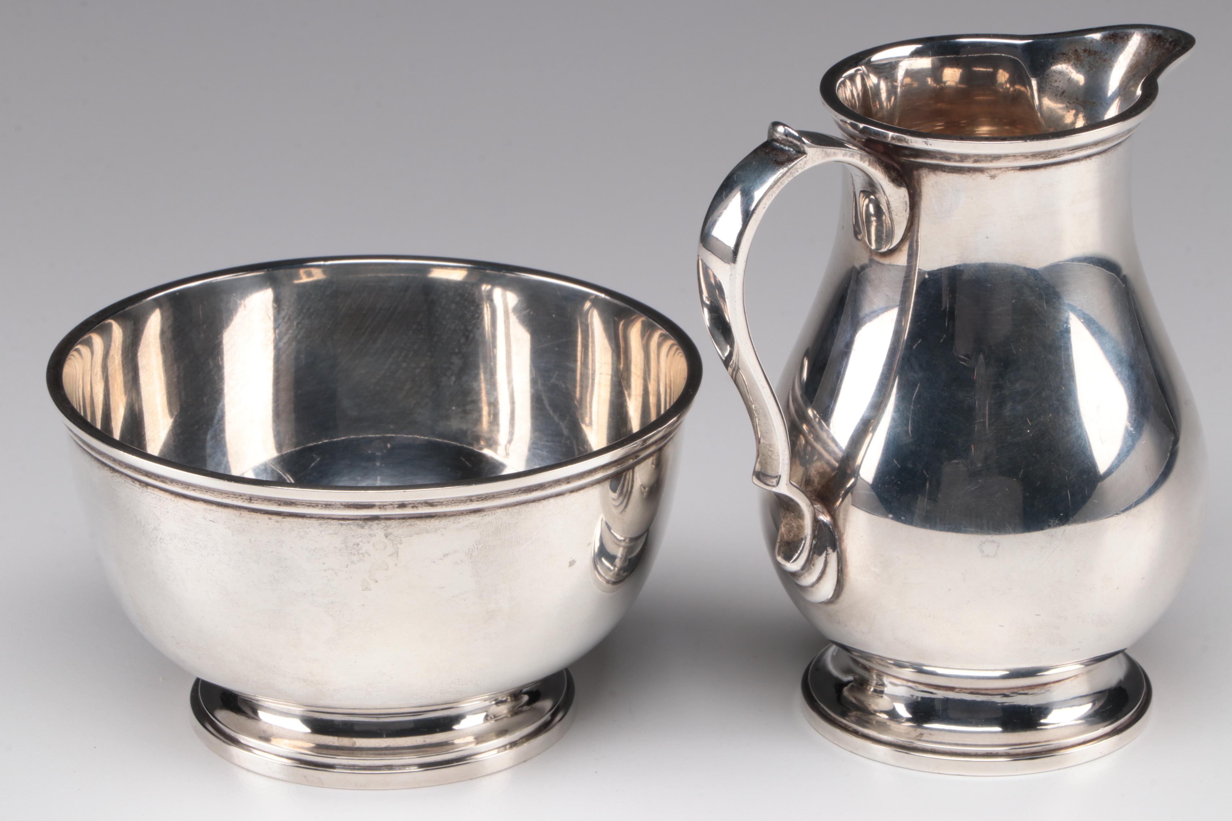 Tiffany & Co. Sterling Silver Creamer and Open Sugar, Mid-20th Century