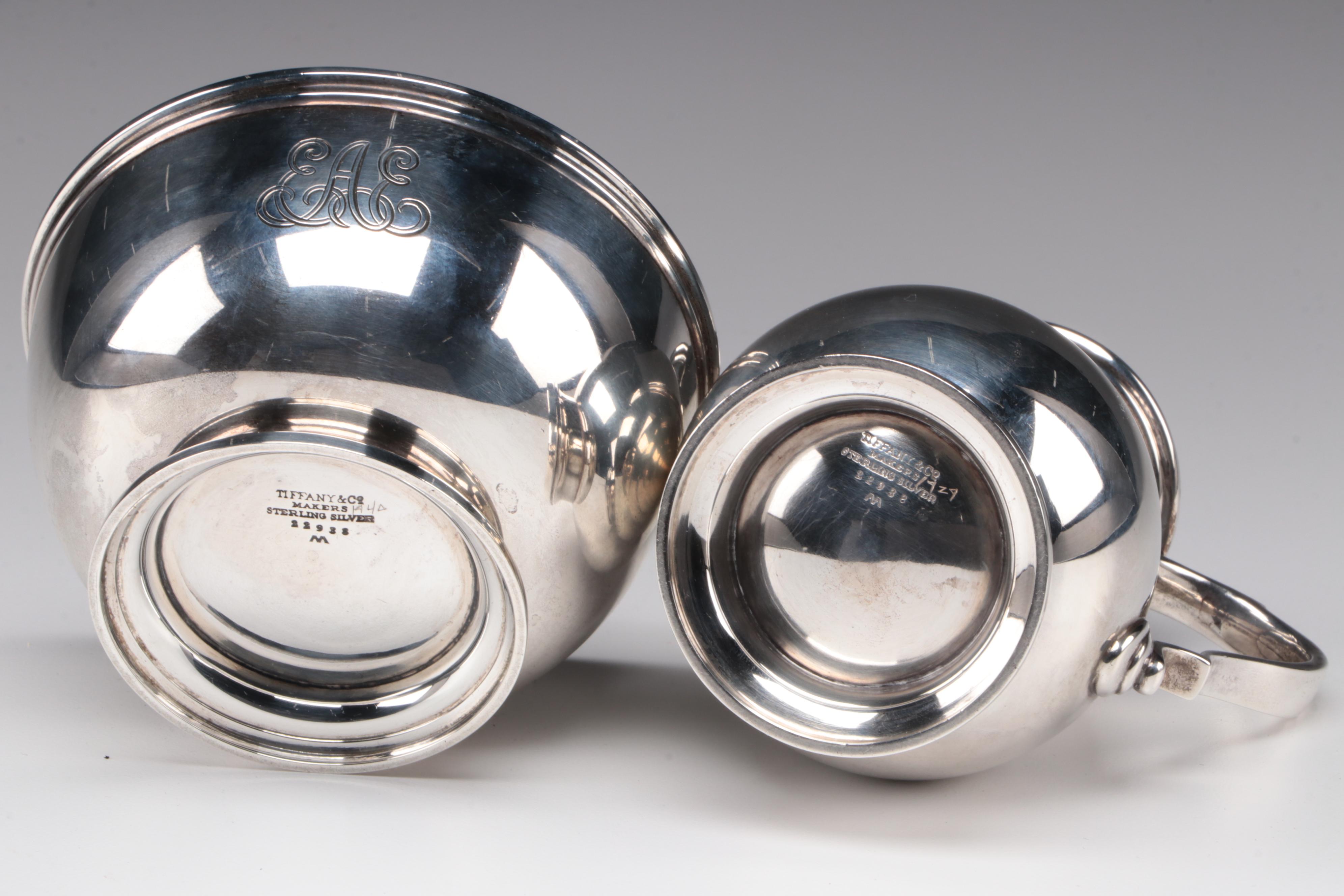 Tiffany & Co. Sterling Silver Creamer and Open Sugar, Mid-20th Century