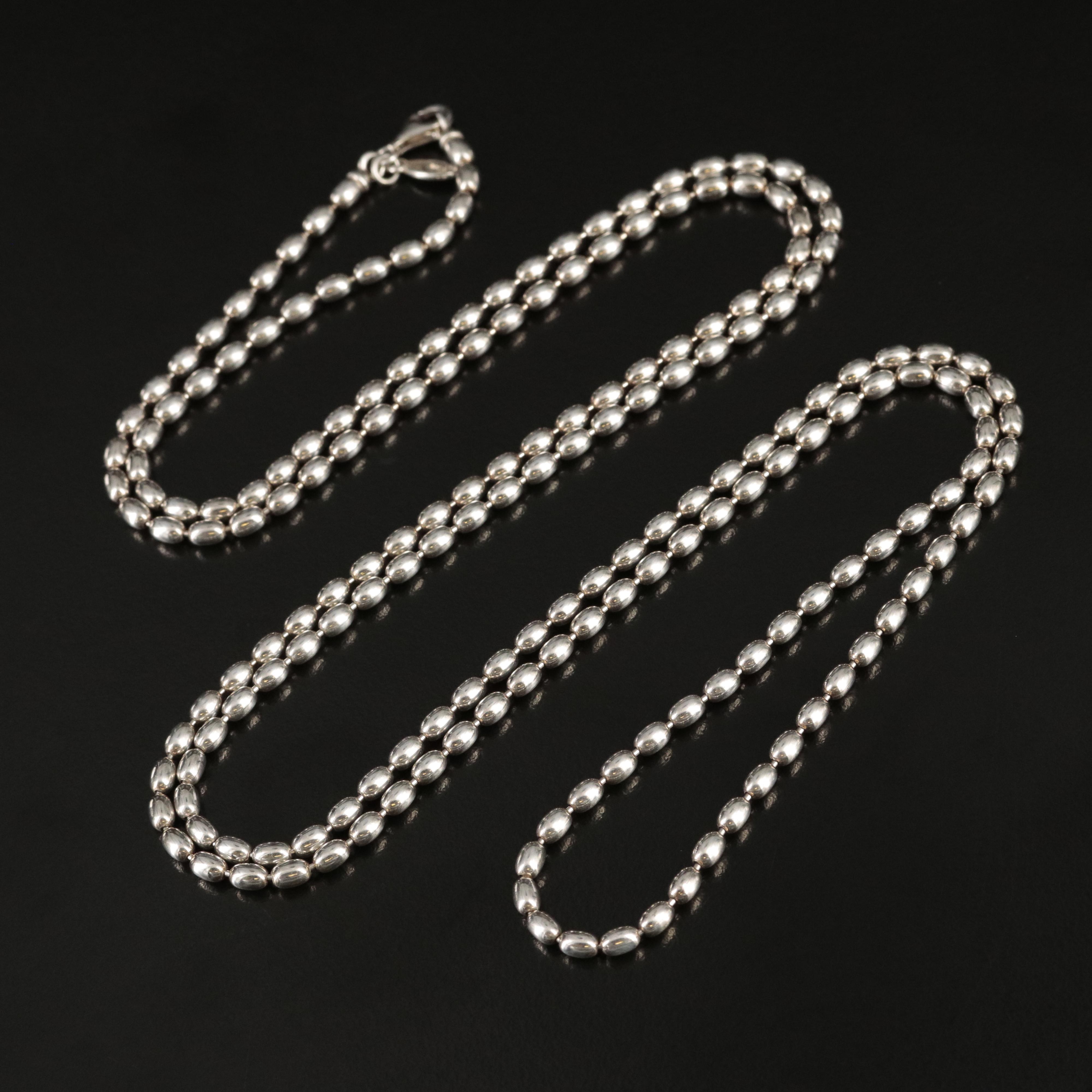 Pandora Sterling "Rice Bead" Necklace