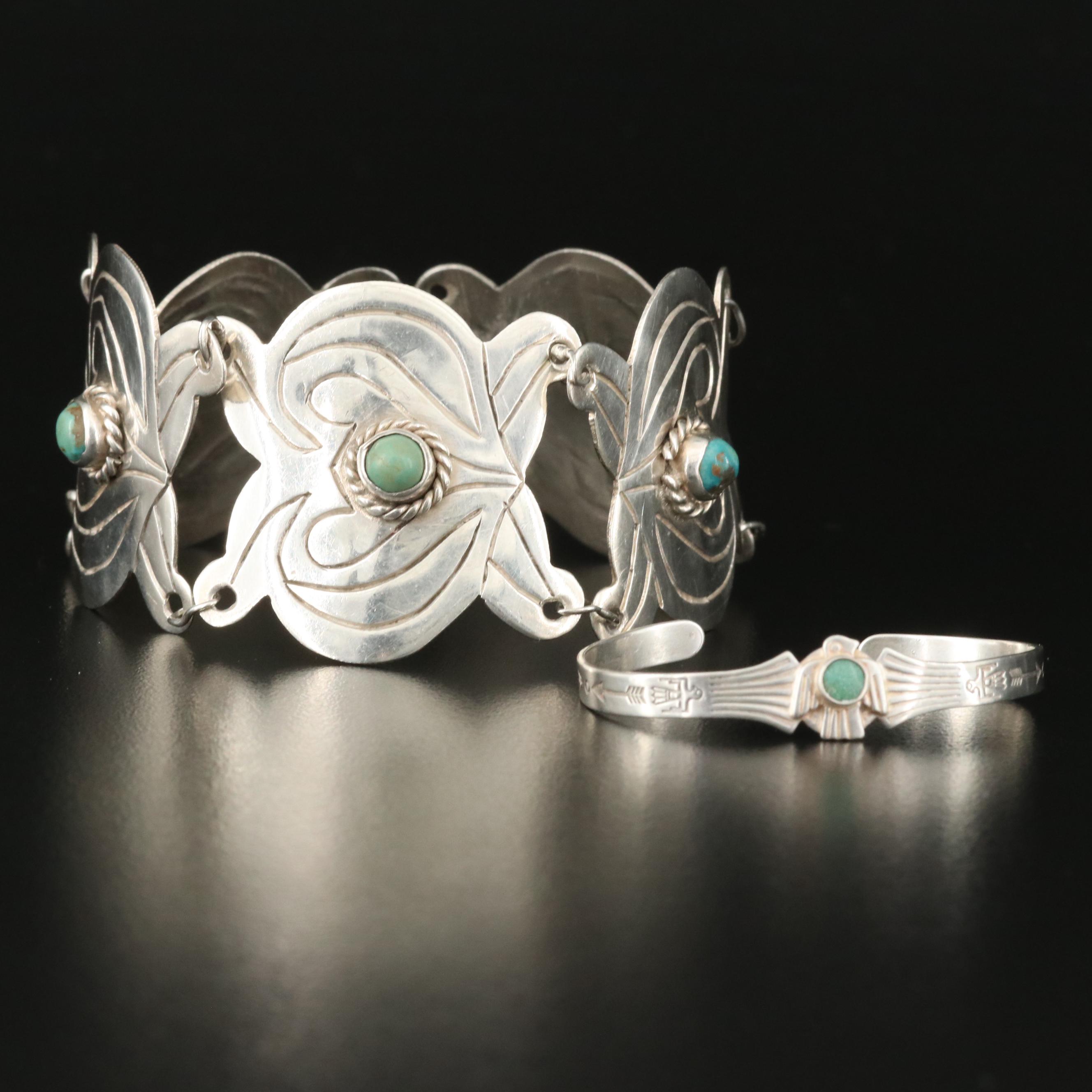 Sterling Turquoise Bracelet and Cuff