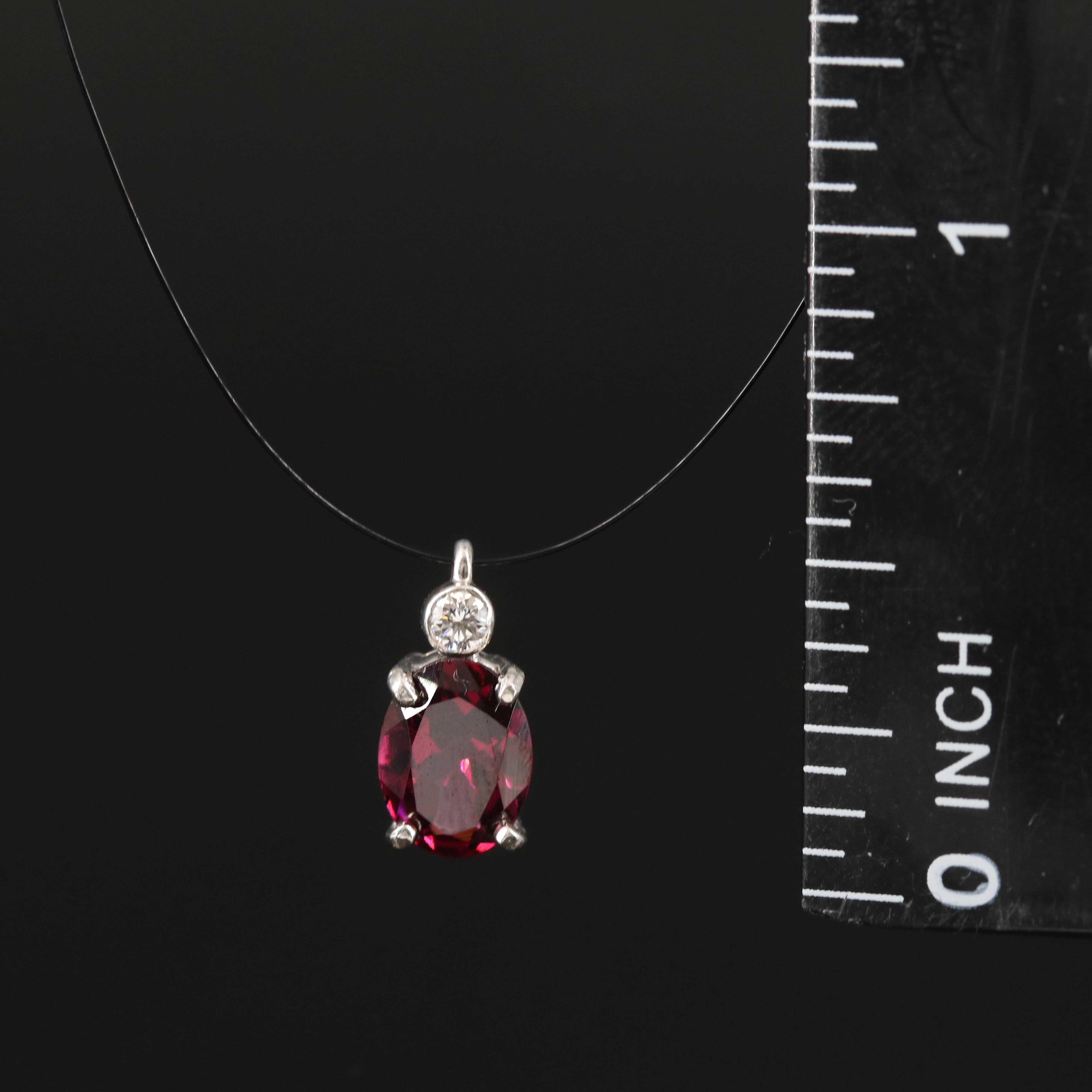 Platinum Rhodolite Garnet and Diamond Pendant