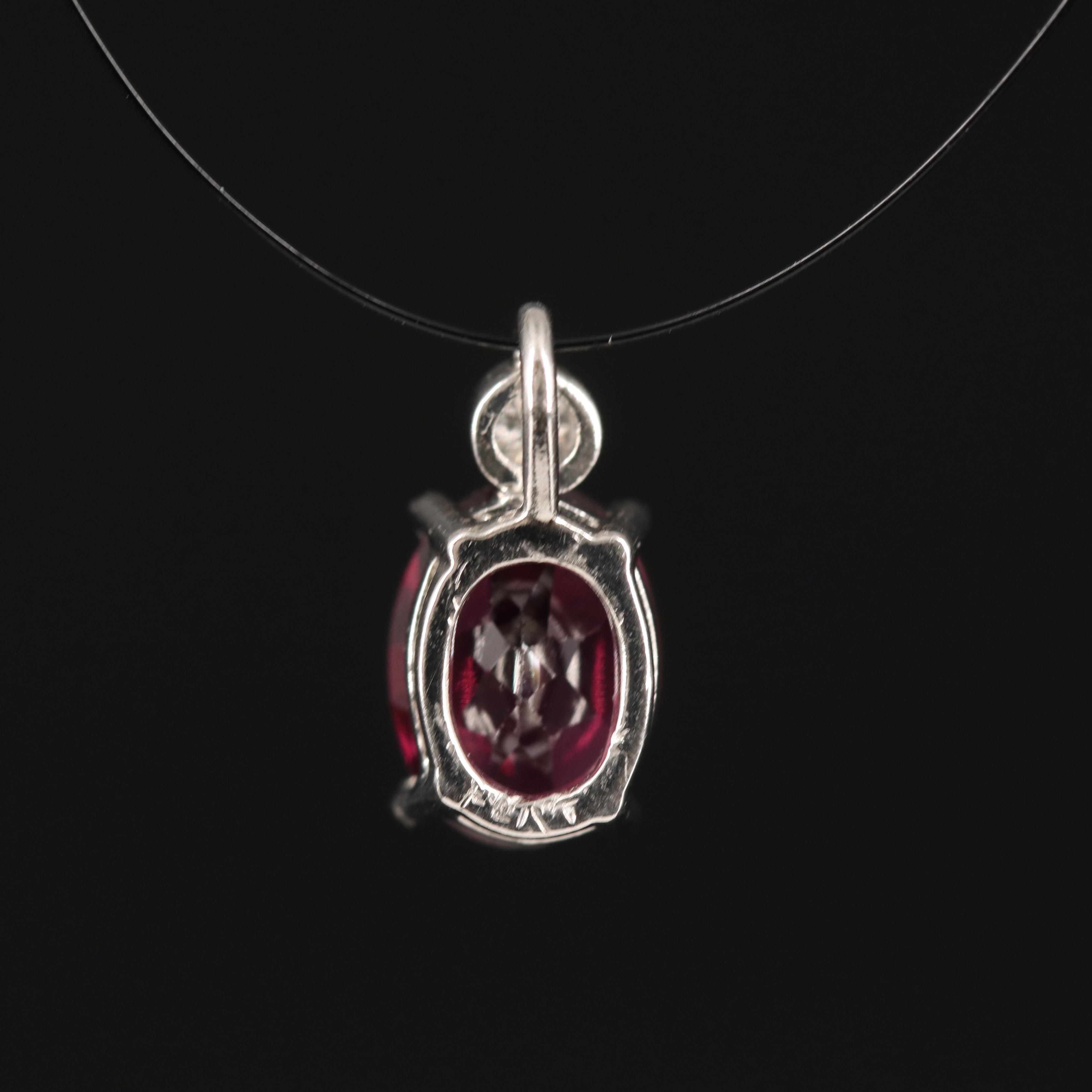 Platinum Rhodolite Garnet and Diamond Pendant