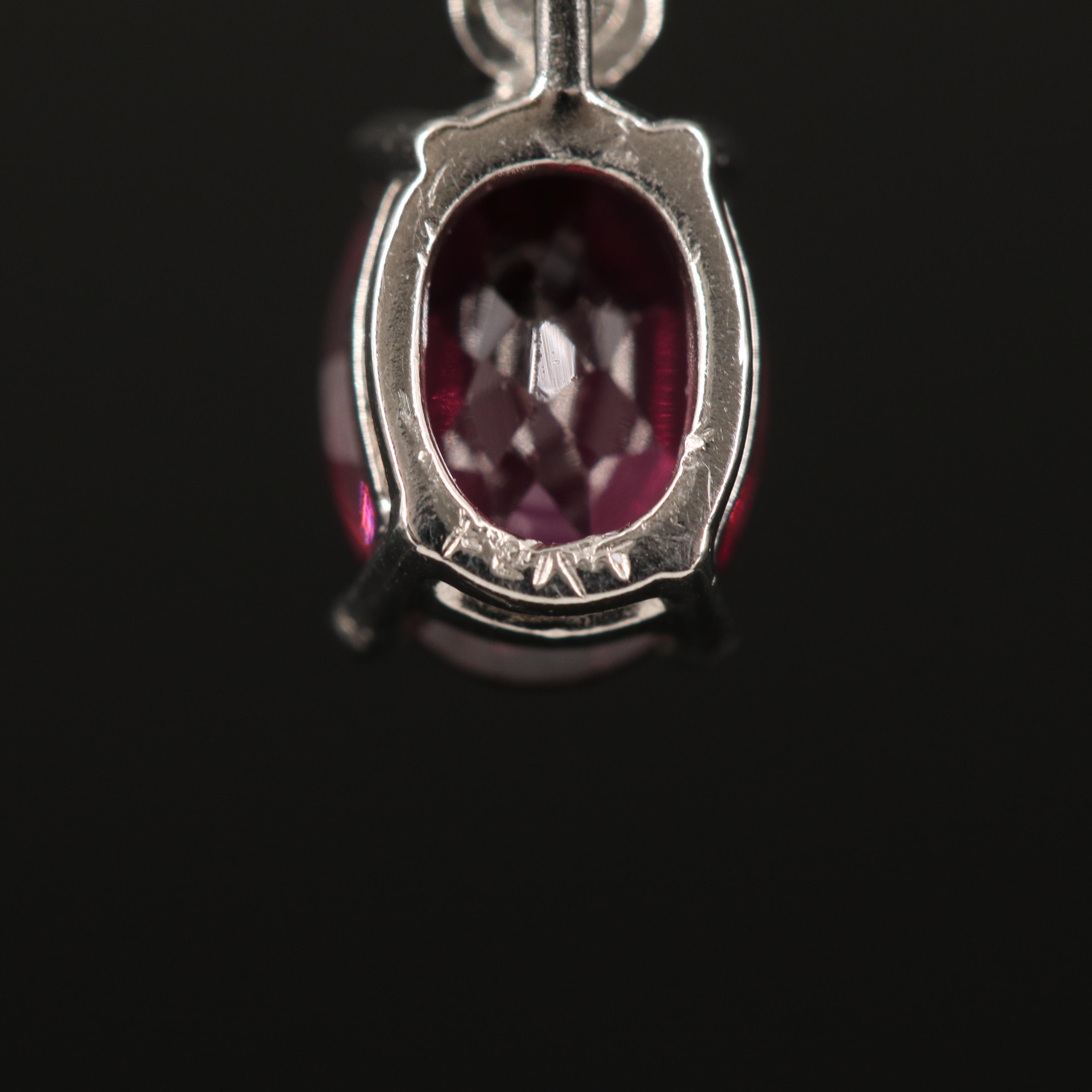 Platinum Rhodolite Garnet and Diamond Pendant
