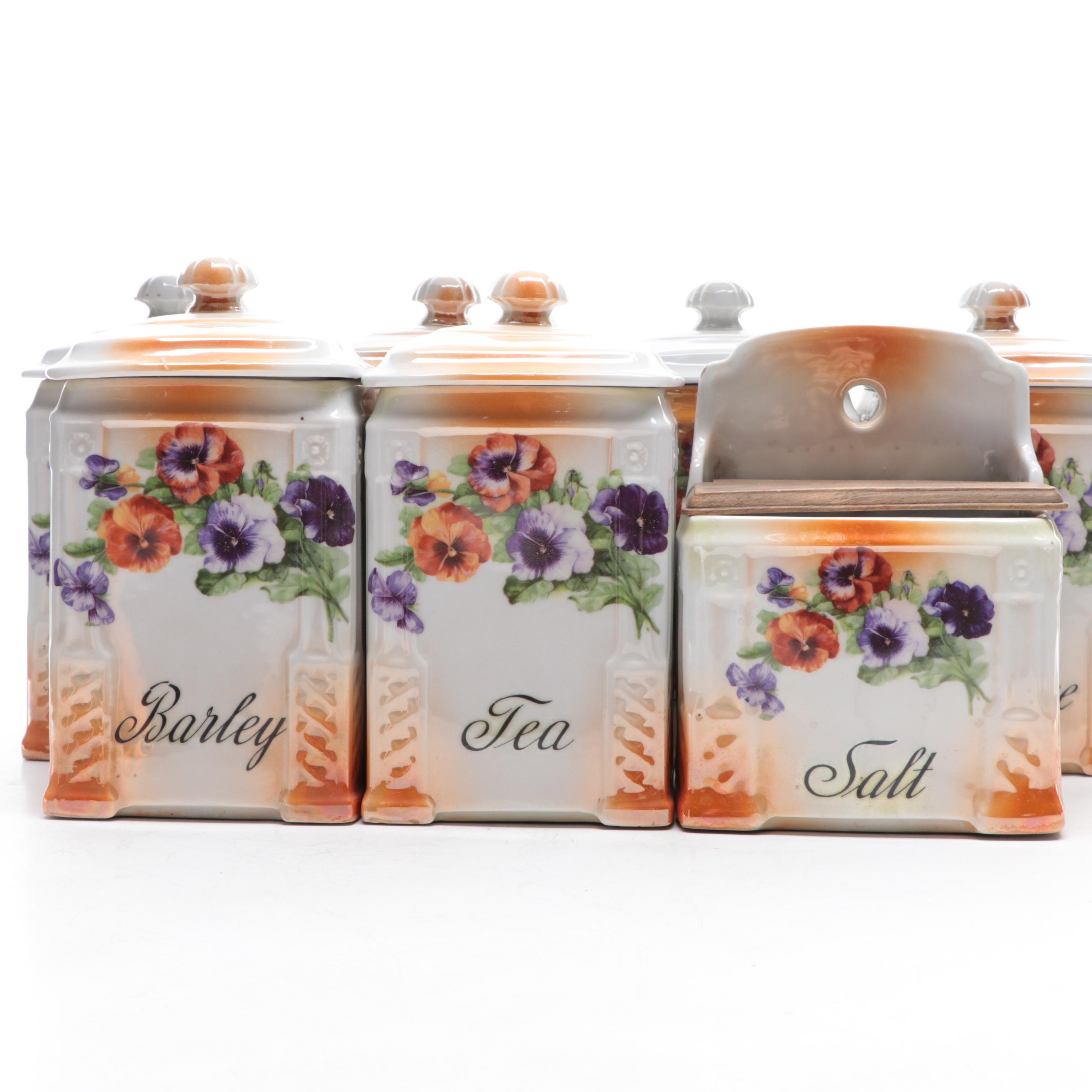 Victoria China Porcelain Canister Set, Early to Mid 20th Century