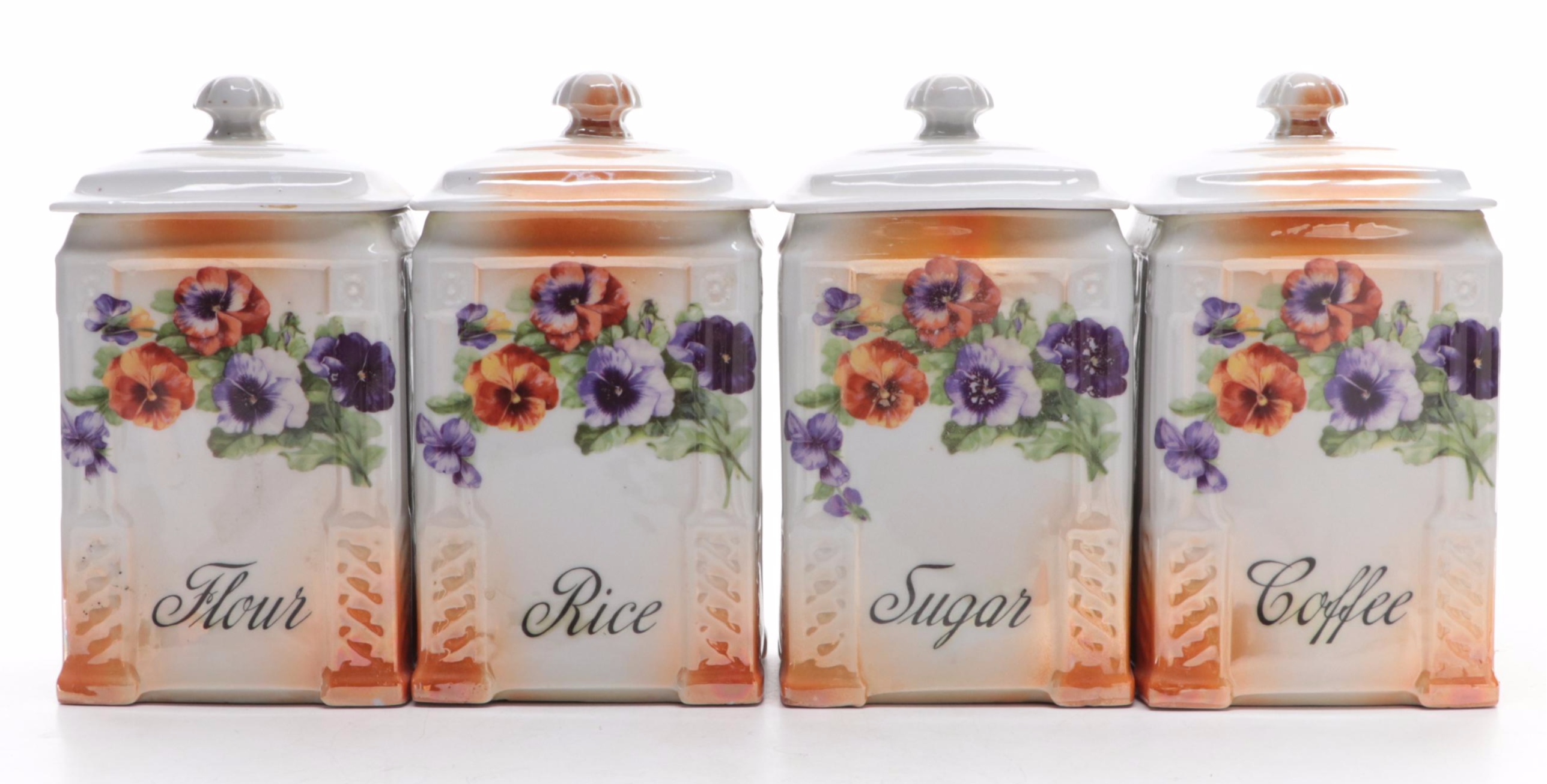Victoria China Porcelain Canister Set, Early to Mid 20th Century