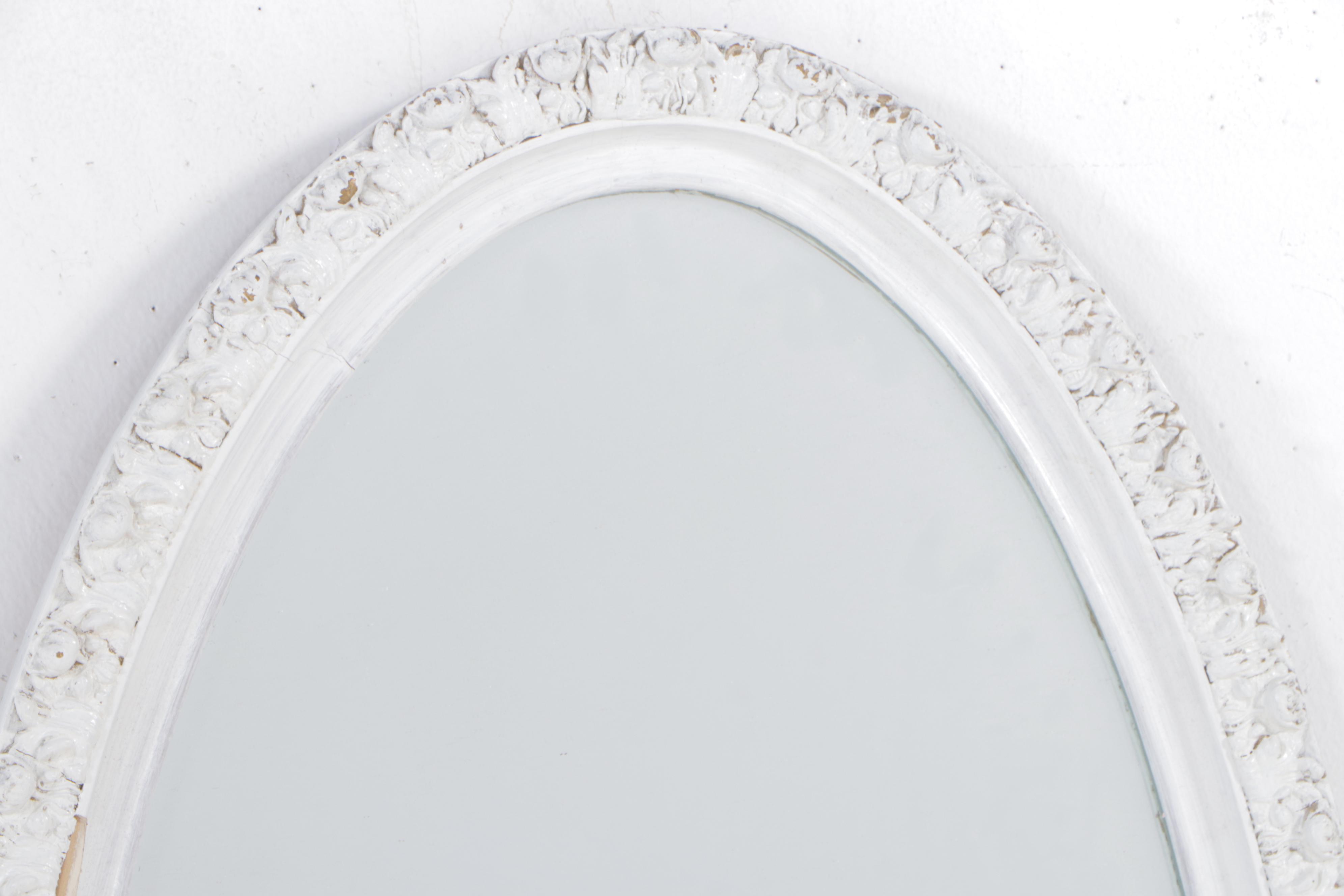 Victorian Style Painted Oval Framed Wall Mirror, 20th Century