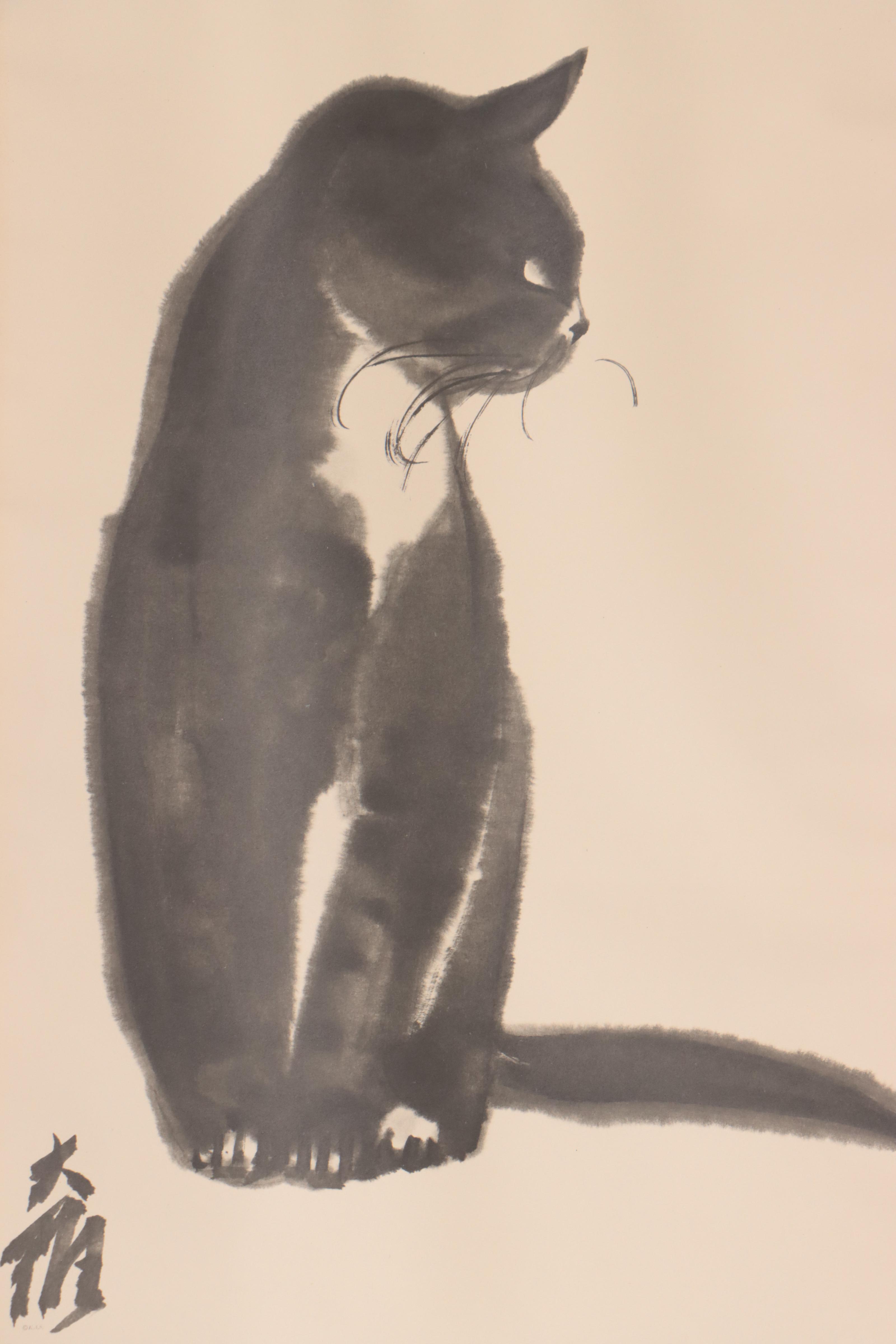 Collotype of Cat After Da Wei Kwo "Tip," Mid 20th Century