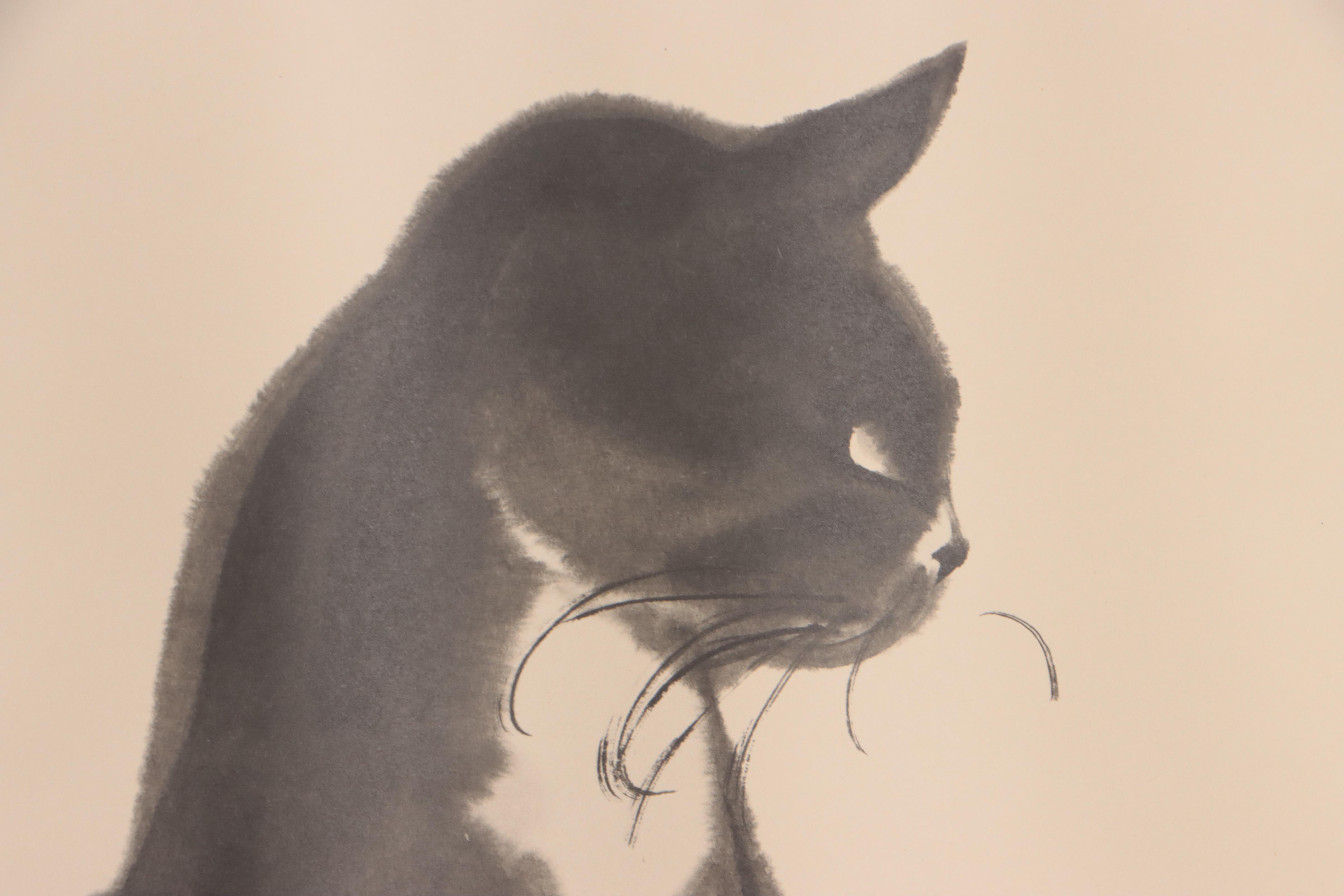 Collotype of Cat After Da Wei Kwo "Tip," Mid 20th Century