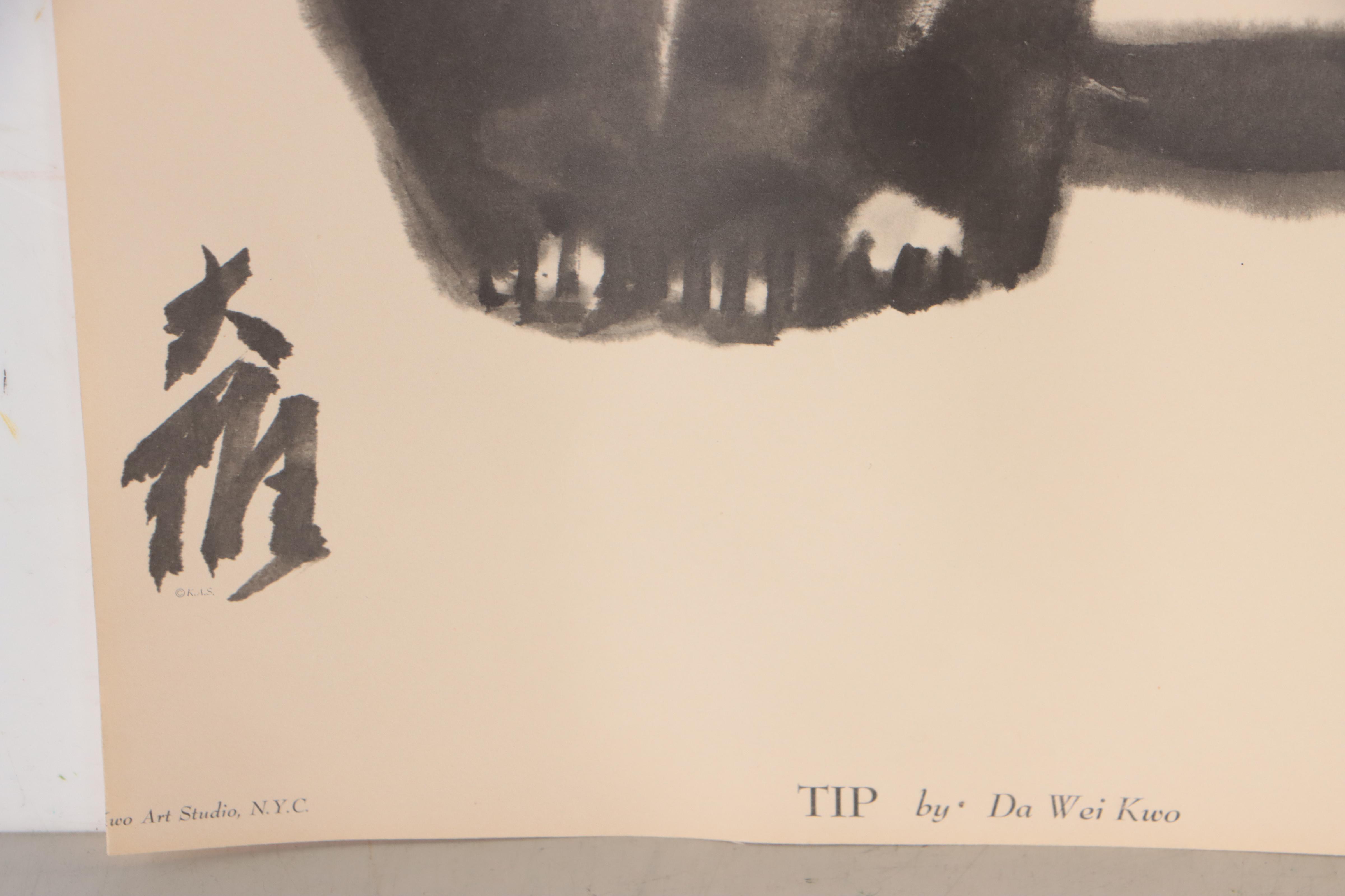 Collotype of Cat After Da Wei Kwo "Tip," Mid 20th Century