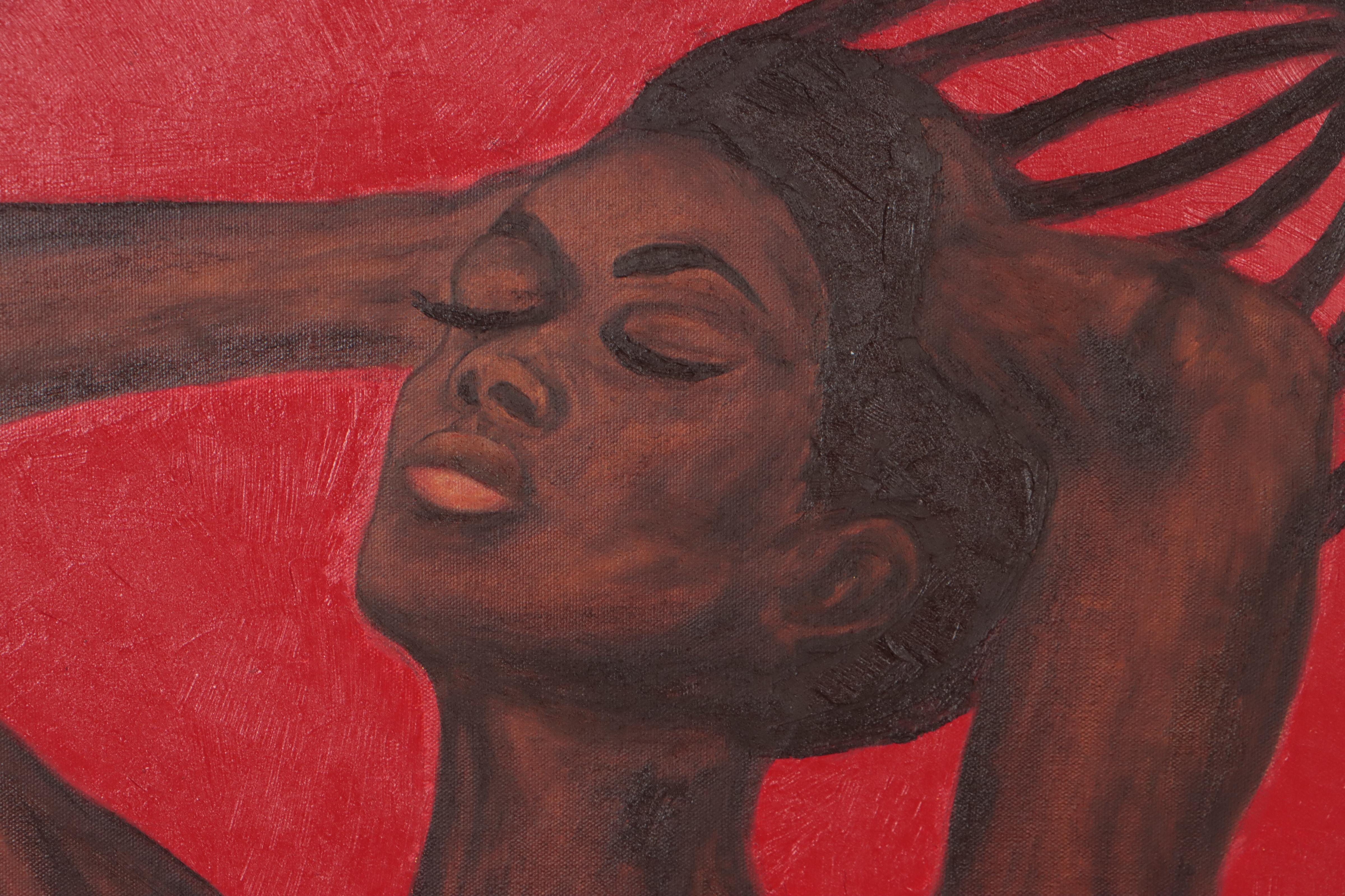 Oluwakemi Omowaire Oil Painting "Solace," 21st Century