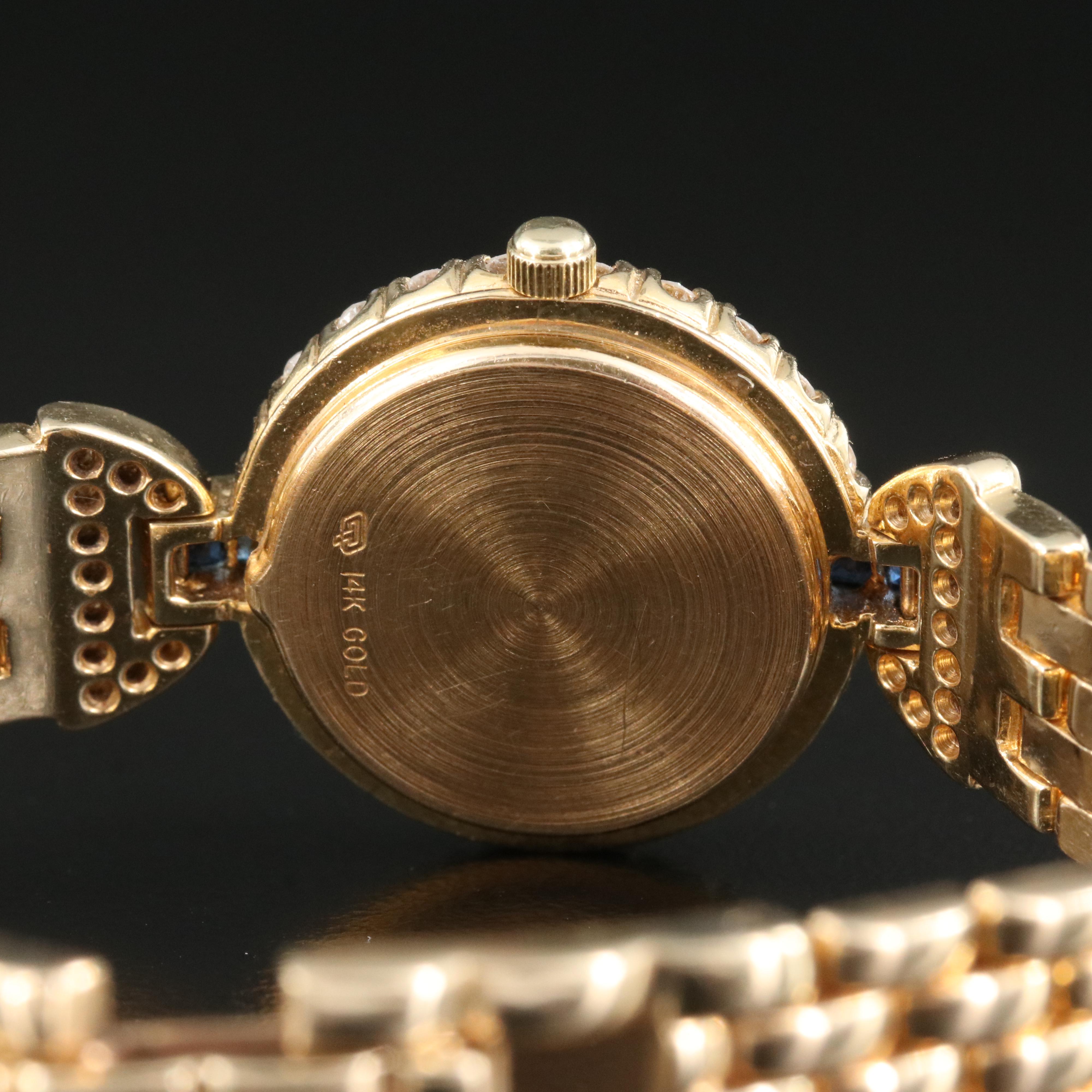 14K 1.22 CTW Diamond and Sapphire Torneau Watch with Factory MOP Dial