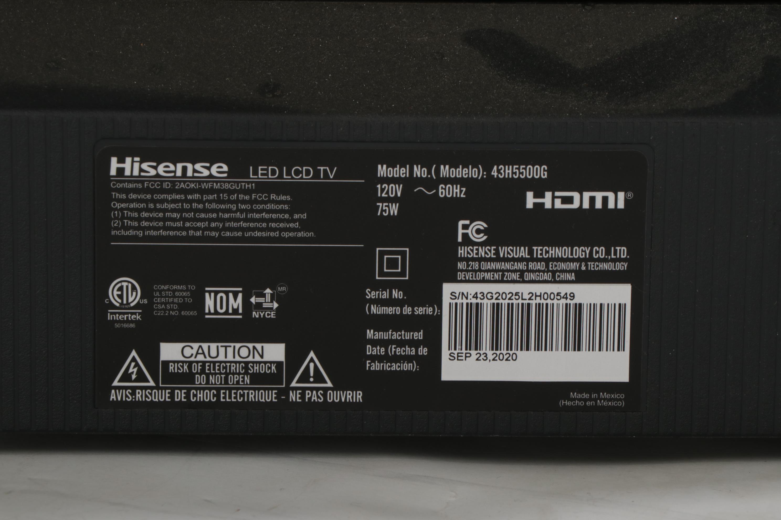 Hisense 43" HD LCD Android Smart TV With Remote