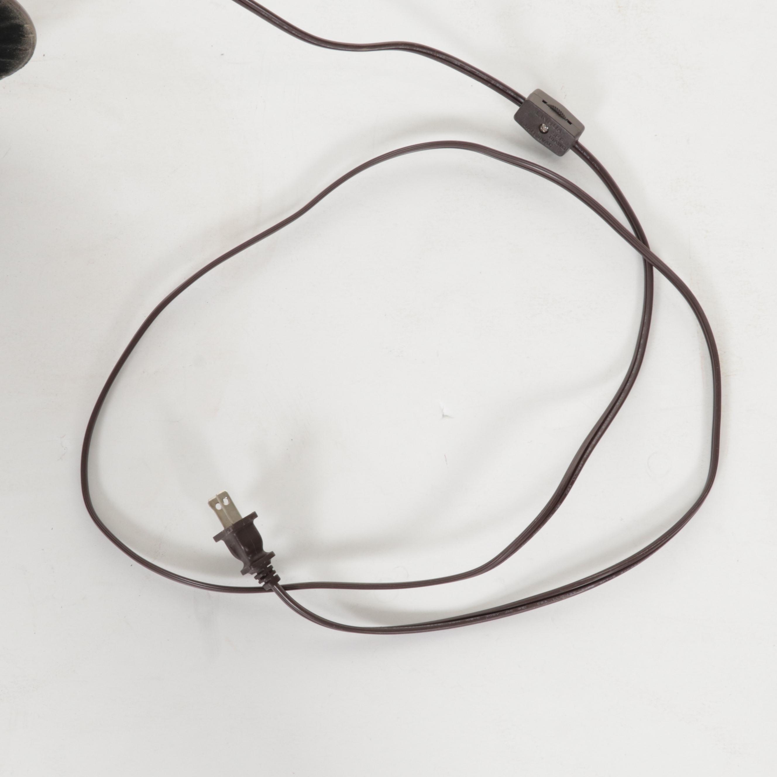 Candelabra Style Bronzed Metal and Glass Five-Light Table Lamp