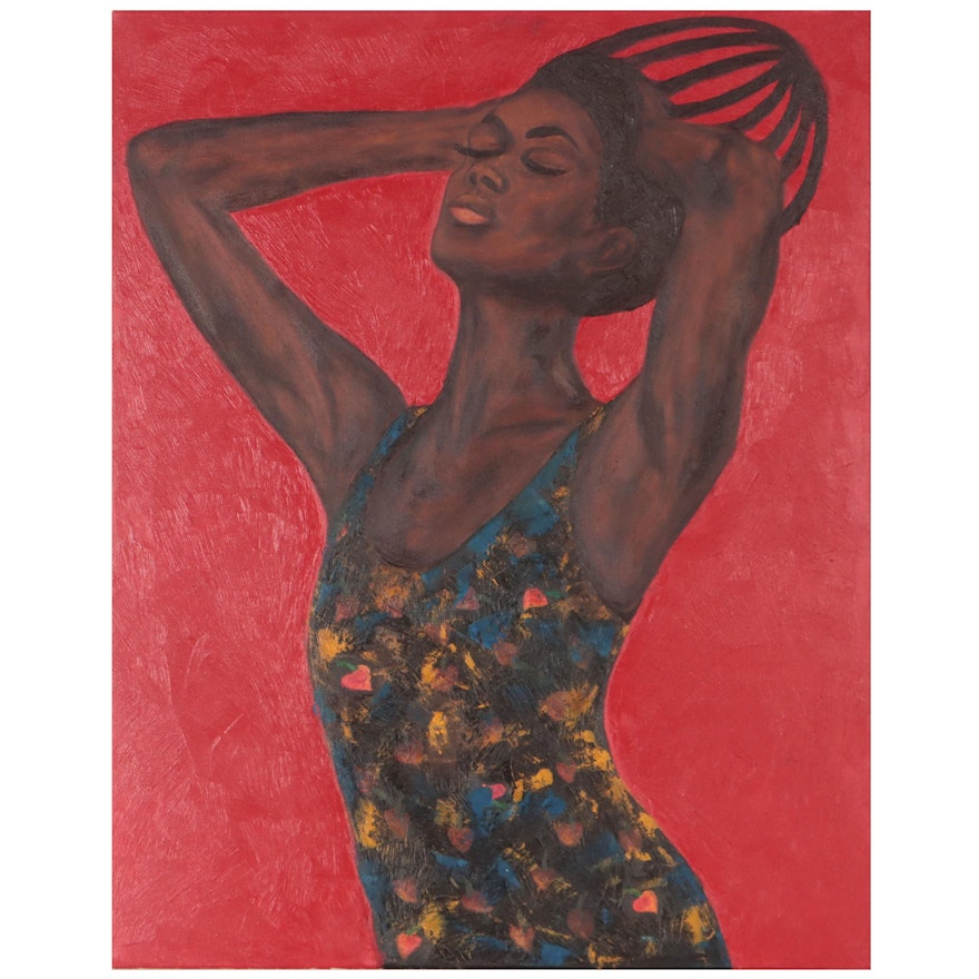 Oluwakemi Omowaire Oil Painting "Solace," 21st Century
