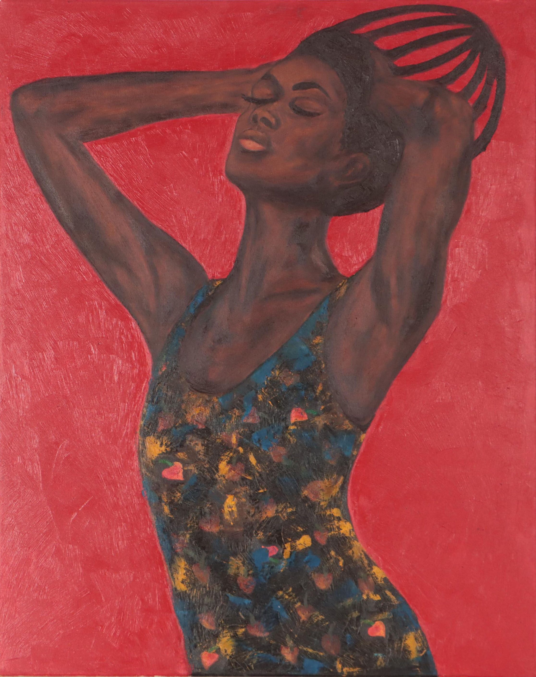 Oluwakemi Omowaire Oil Painting "Solace," 21st Century
