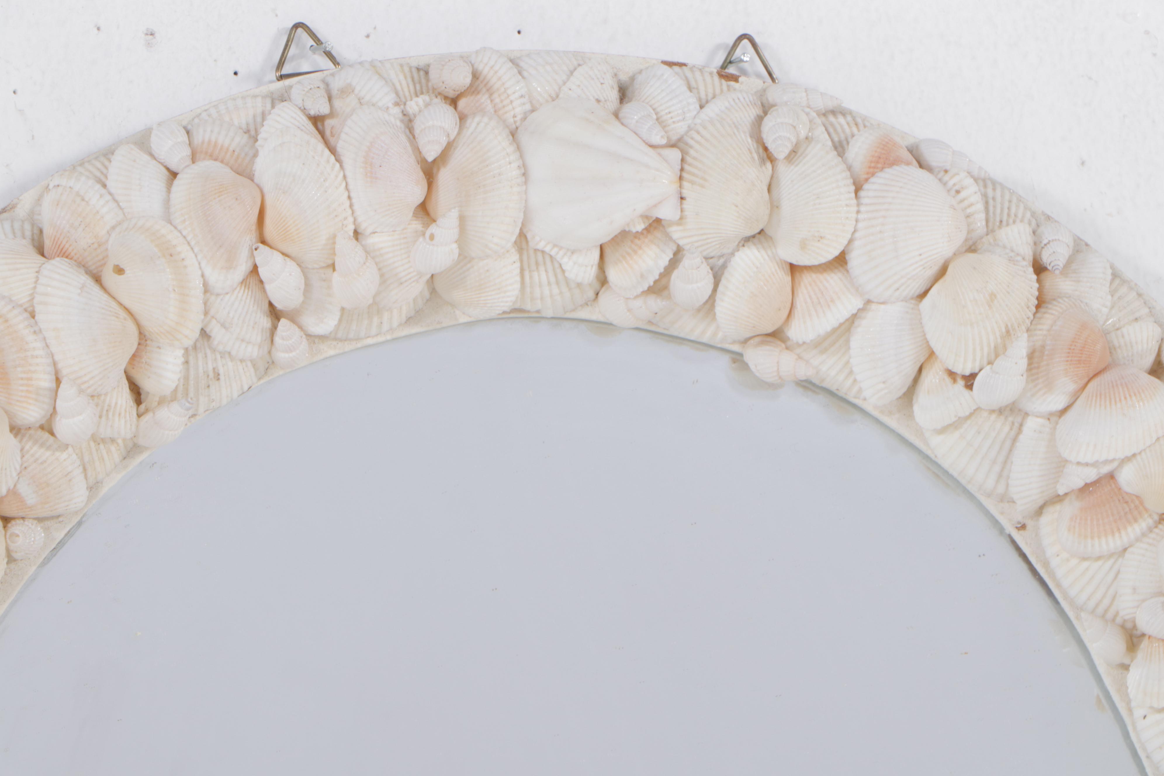 Coastal Accents Oval Seashell Studded Wall Mirror