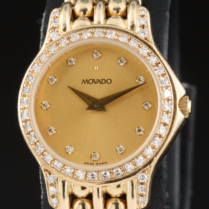 14K Movado Quartz Wristwatch with Diamonds